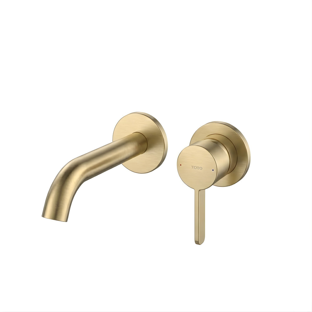 TOTO GF SHORT SPOUT WALL BASIN MIXER BRUSHED FRENCH GOLD