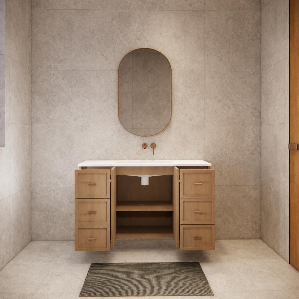 RIVA TOFINO COASTAL OAK 1200MM SINGLE BOWL WALL HUNG VANITY