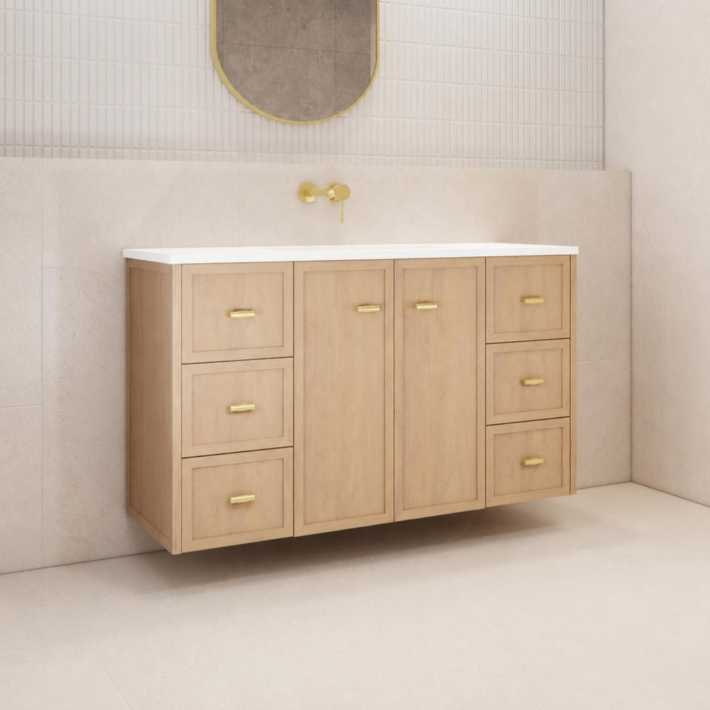 RIVA TOFINO COASTAL OAK 1200MM SINGLE BOWL WALL HUNG VANITY