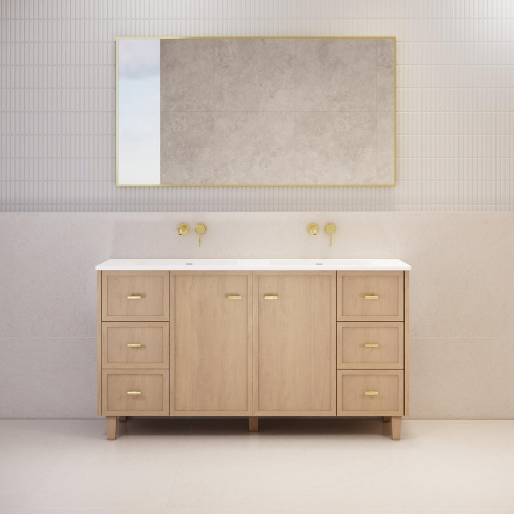 RIVA TOFINO COASTAL OAK 1500MM DOUBLE BOWL FLOOR STANDING VANITY