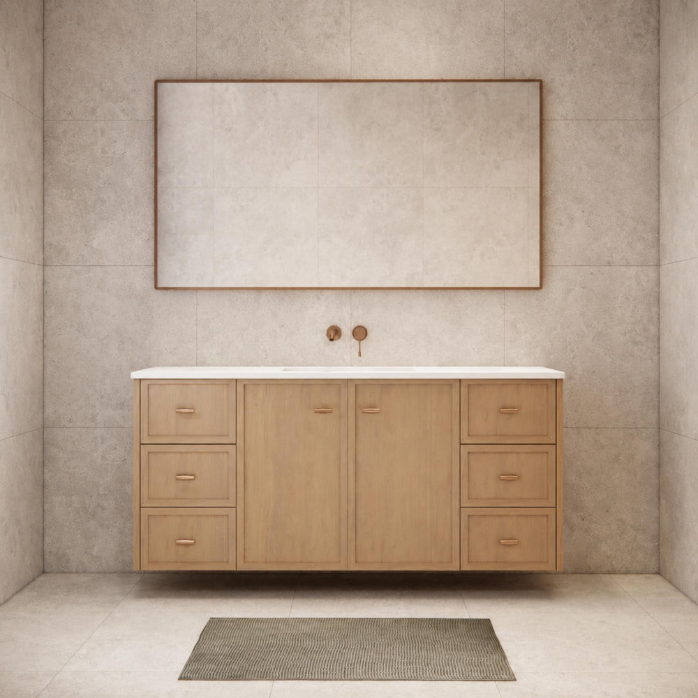 RIVA TOFINO COASTAL OAK 1500MM SINGLE BOWL WALL HUNG VANITY