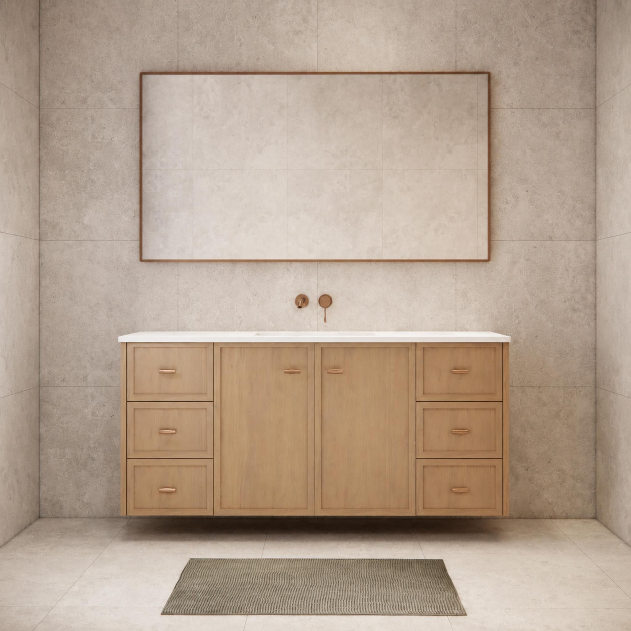 RIVA TOFINO COASTAL OAK 1500MM SINGLE BOWL WALL HUNG VANITY