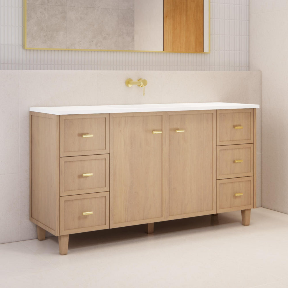 RIVA TOFINO COASTAL OAK 1500MM SINGLE BOWL FLOOR STANDING VANITY