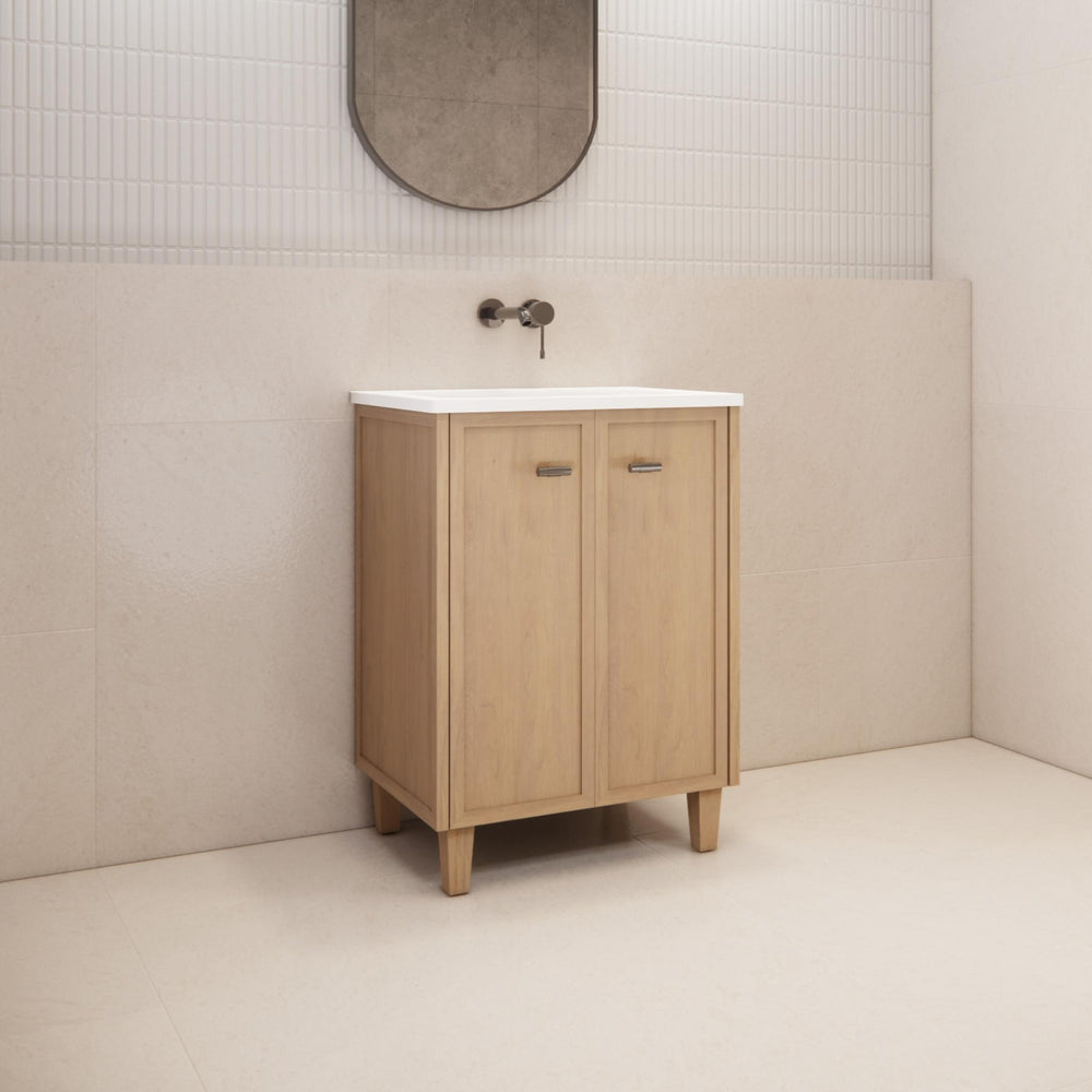 RIVA TOFINO COASTAL OAK 600MM SINGLE BOWL FLOOR STANDING VANITY