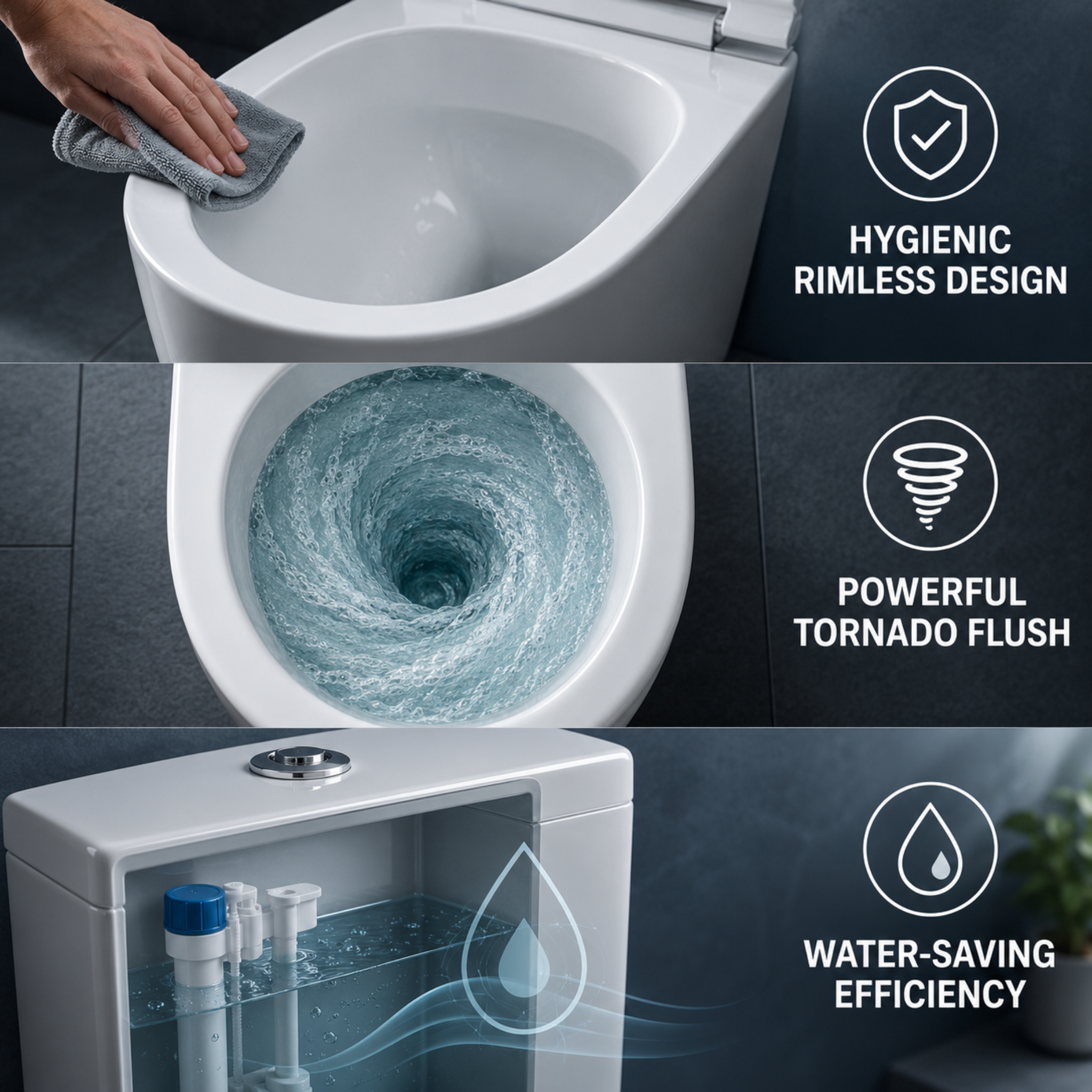 POSEIDON ZEUS RIMLESS BACK TO WALL SMART TOILET WITH REMOTE CONTROL GLOSS WHITE