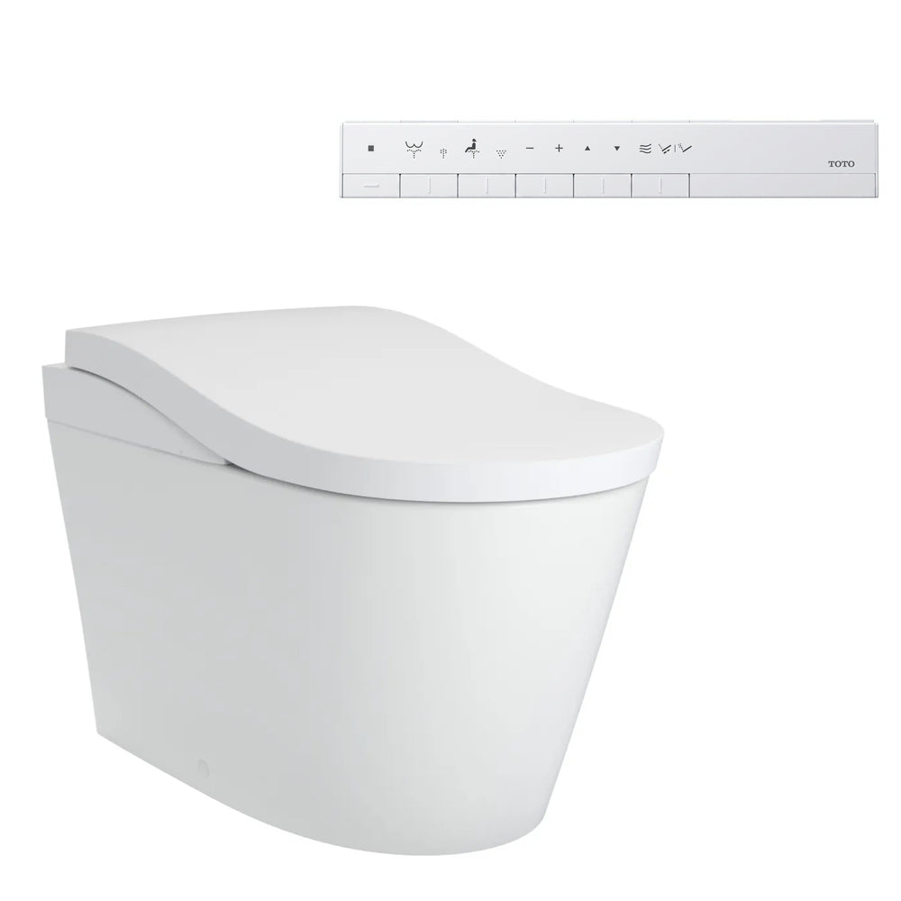 TOTO NEOREST LS INTEGRATED TOILET & REMOTE CONTROLLED WASHLET D-SHAPE MATTE WHITE