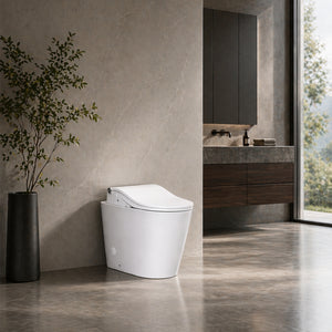 TOTO RW WASHLET W/ REMOTE CONTROL AND B&H DARA WALL FACED TOILET PACKAGE D-SHAPE GLOSS WHITE
