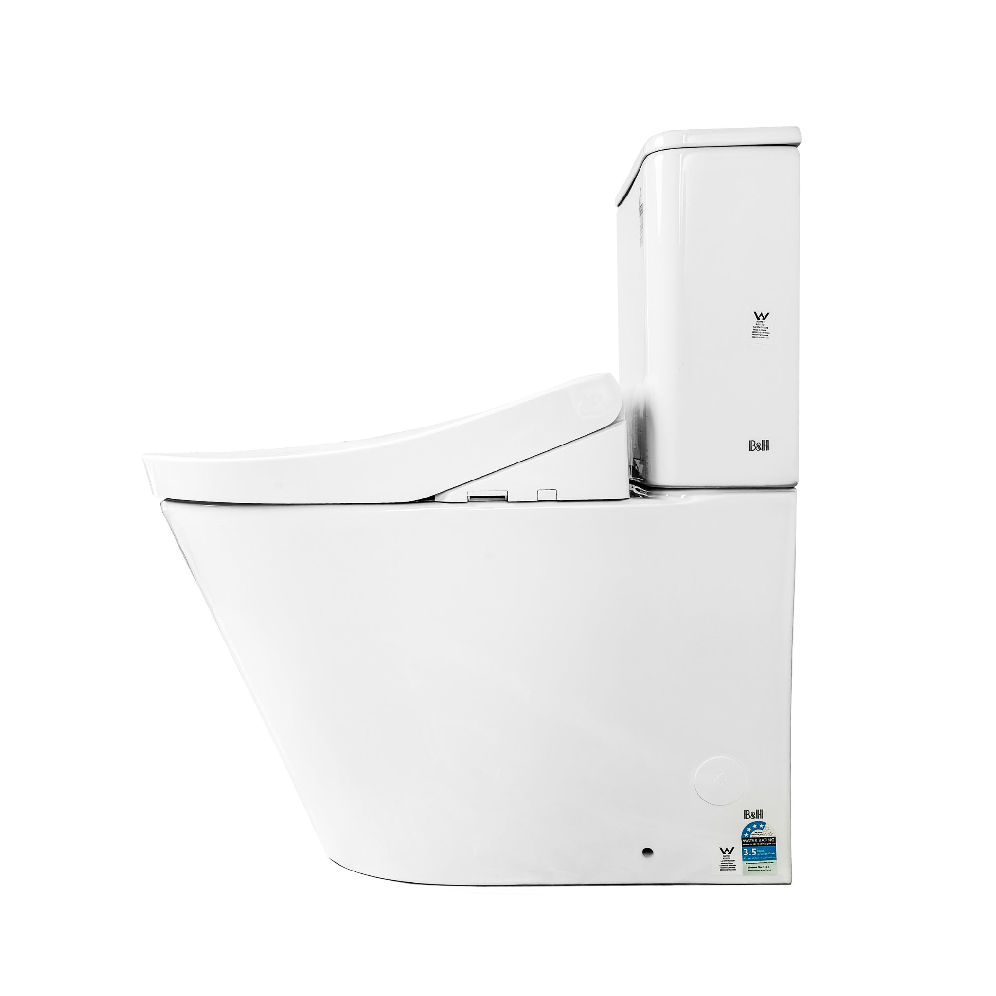 TOTO S5 WASHLET W/ REMOTE CONTROL AND B&H DARA BTW TOILET SUITE PACKAGE D-SHAPE GLOSS WHITE