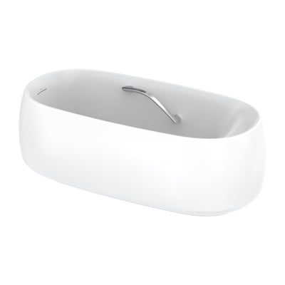 TOTO GALALATO MARBLE OVAL FREESTANDING BATHTUB WITH HANDGRIP MATTE WHITE 1695MM