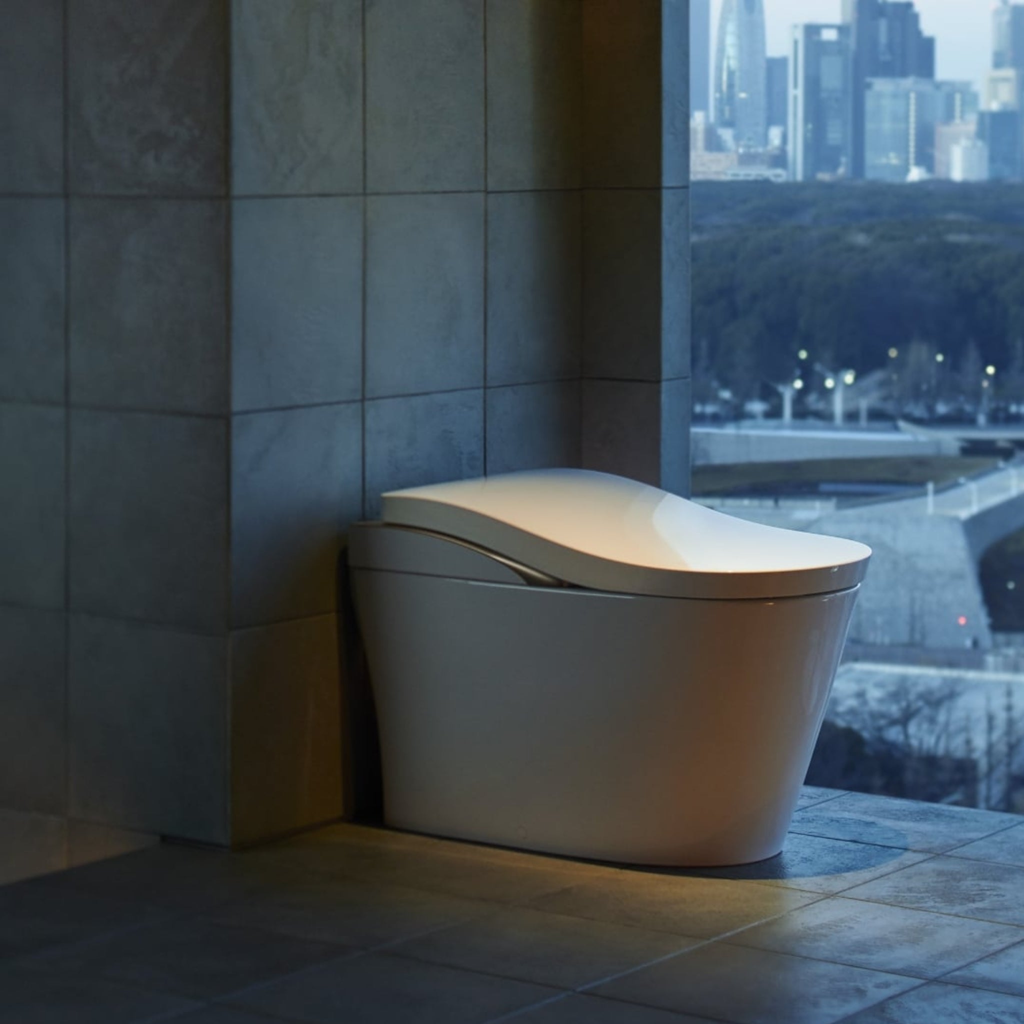 TOTO NEOREST LS INTEGRATED TOILET & REMOTE CONTROLLED WASHLET D-SHAPE GLOSS WHITE