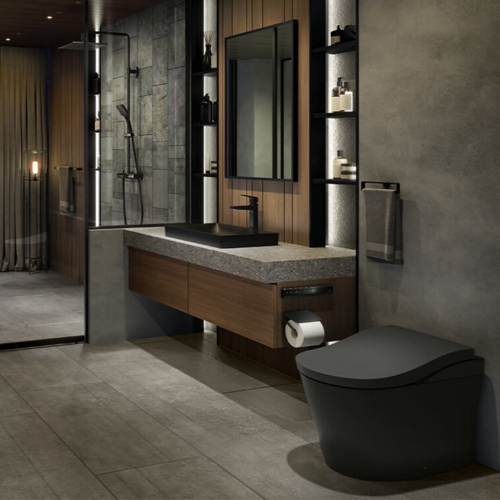 TOTO NEOREST LS INTEGRATED TOILET & REMOTE CONTROLLED WASHLET D-SHAPE MATTE BLACK