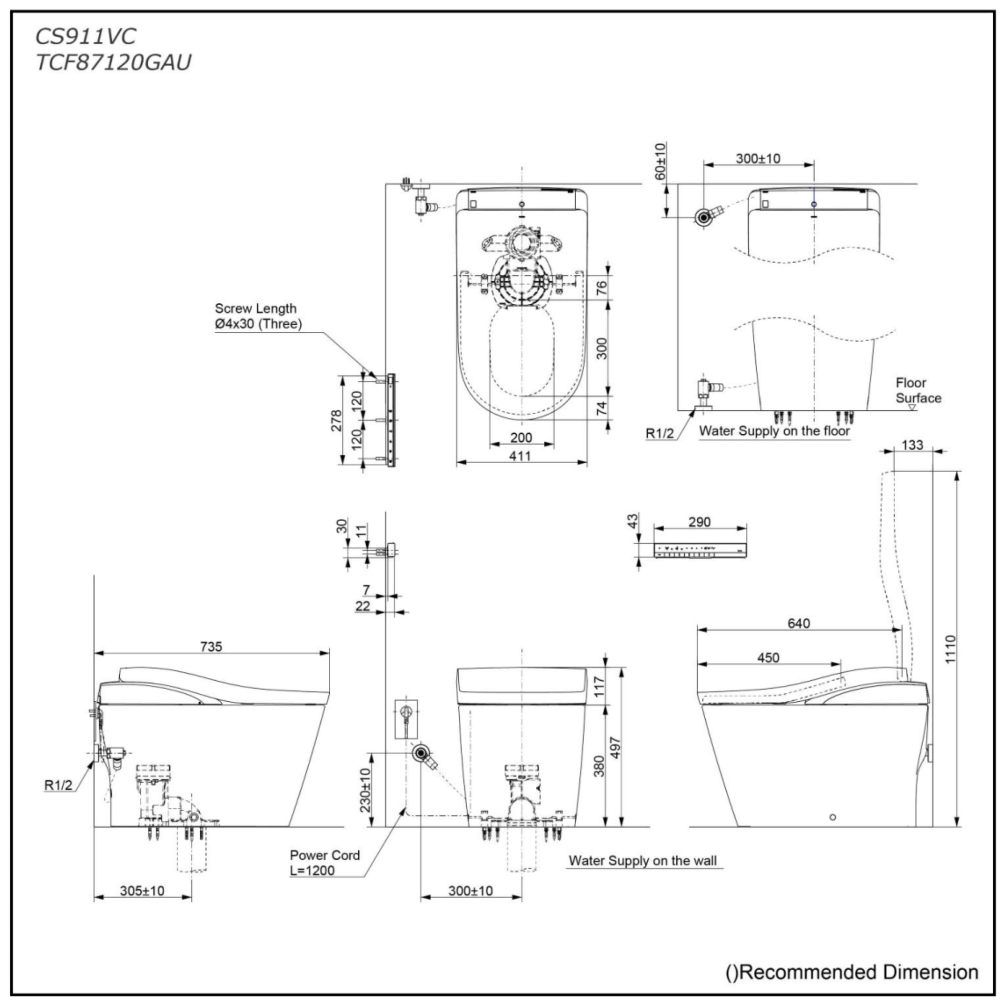 TOTO NEOREST LS INTEGRATED TOILET & REMOTE CONTROLLED WASHLET D-SHAPE GLOSS WHITE