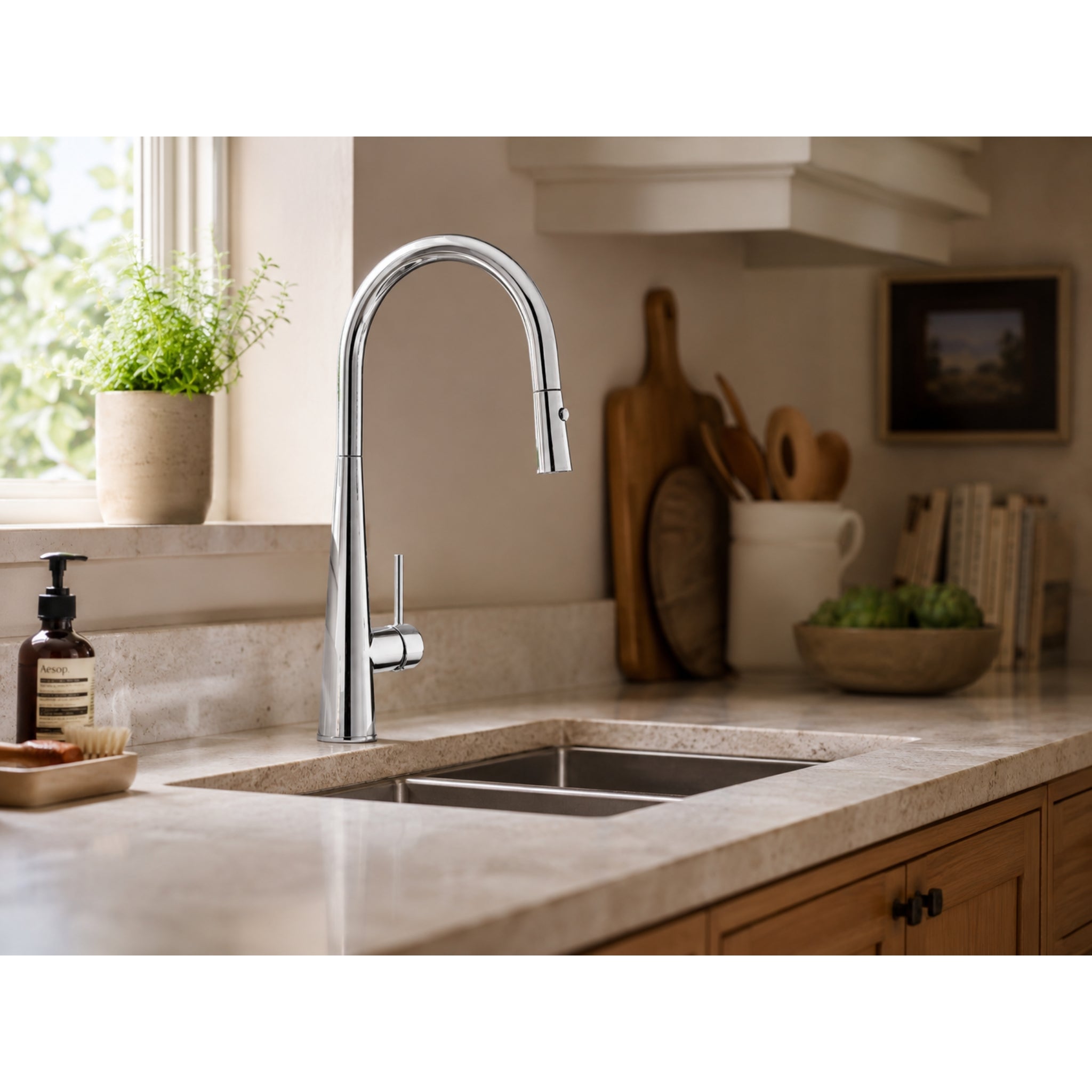 VITO ROUND POT PULL-OUT KITCHEN SINK MIXER CHROME