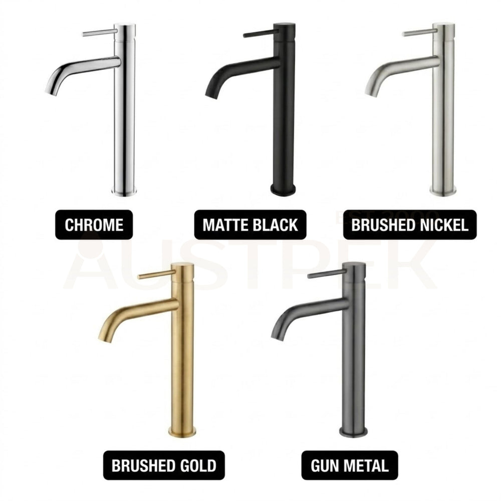 VITO TALL BASIN MIXER WITH CURVED SPOUT BRUSHED GOLD