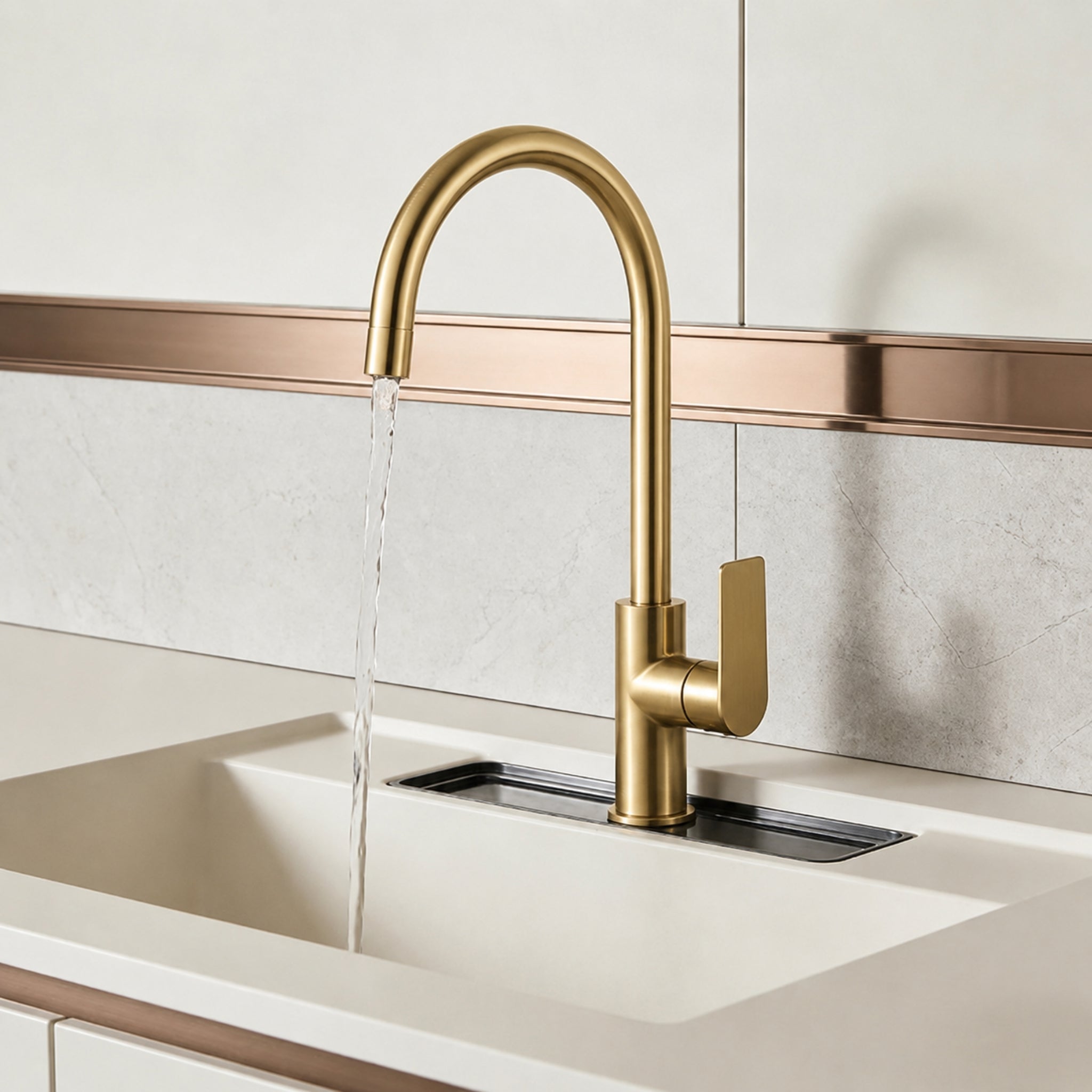 VITO KITCHEN SINK MIXER 377MM BRUSHED GOLD