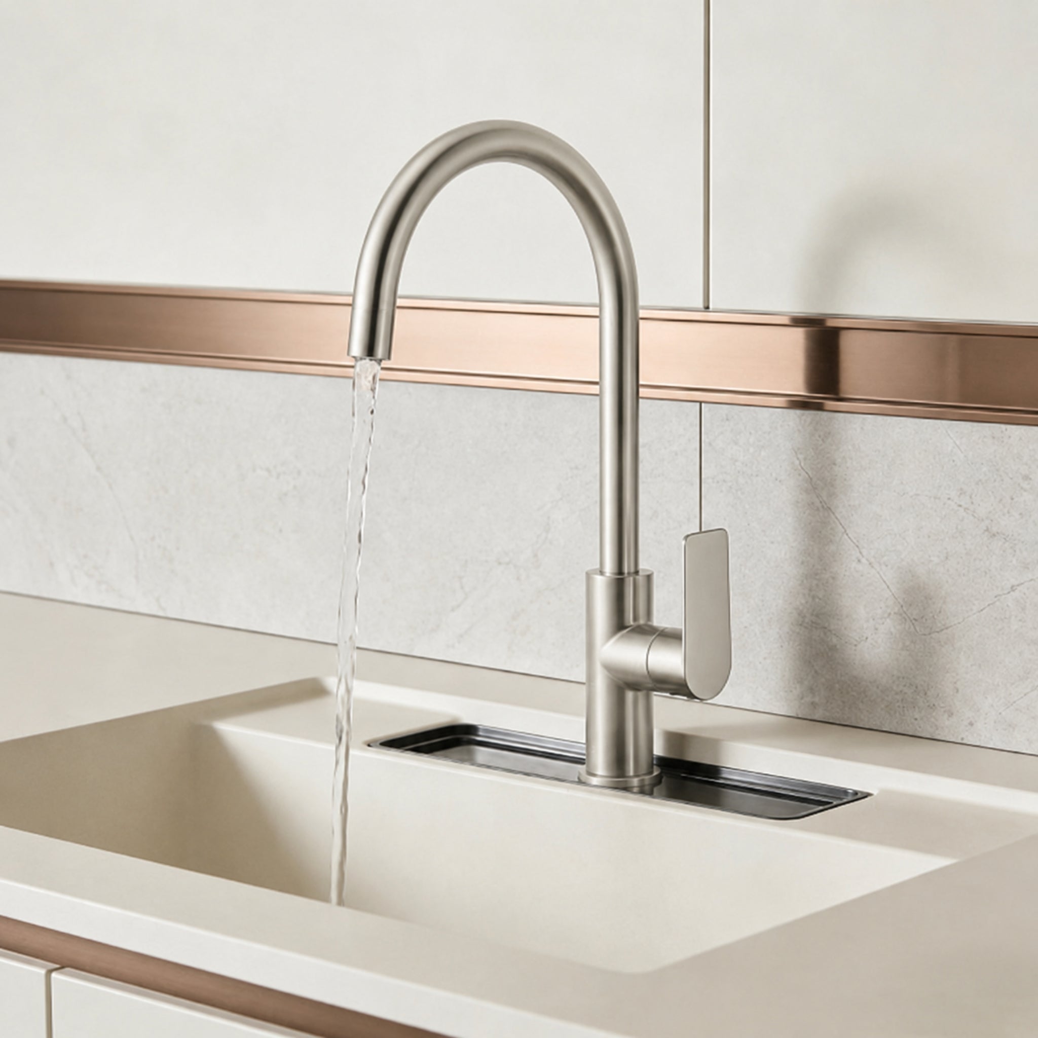 VITO KITCHEN SINK MIXER 377MM BRUSHED NICKEL