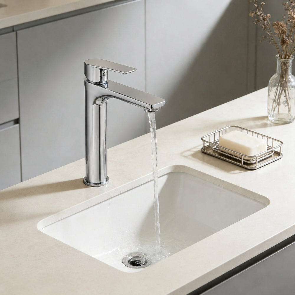 VITO TALL BASIN MIXER WITH FLAT SPOUT CHROME