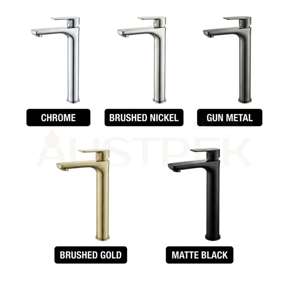 VITO TALL BASIN MIXER WITH FLAT SPOUT GUN METAL