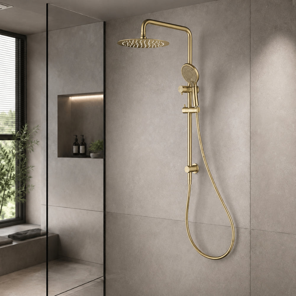 VITO TWIN SHOWER ON RAIL BRUSHED GOLD