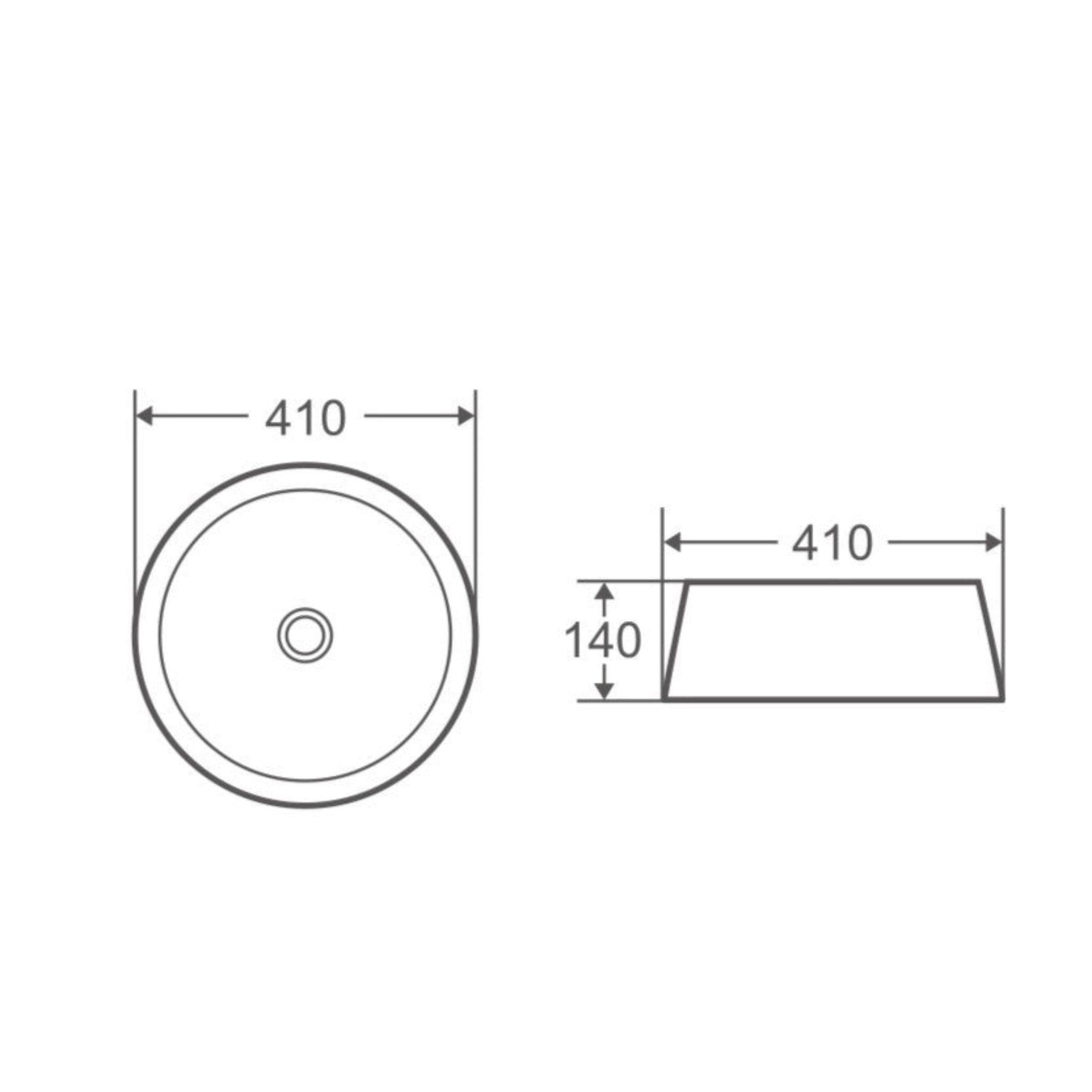 MERCIO TRIER ROUND ABOVE COUNTER BASIN WHITE WITH ART MATTE BLACK 410MM
