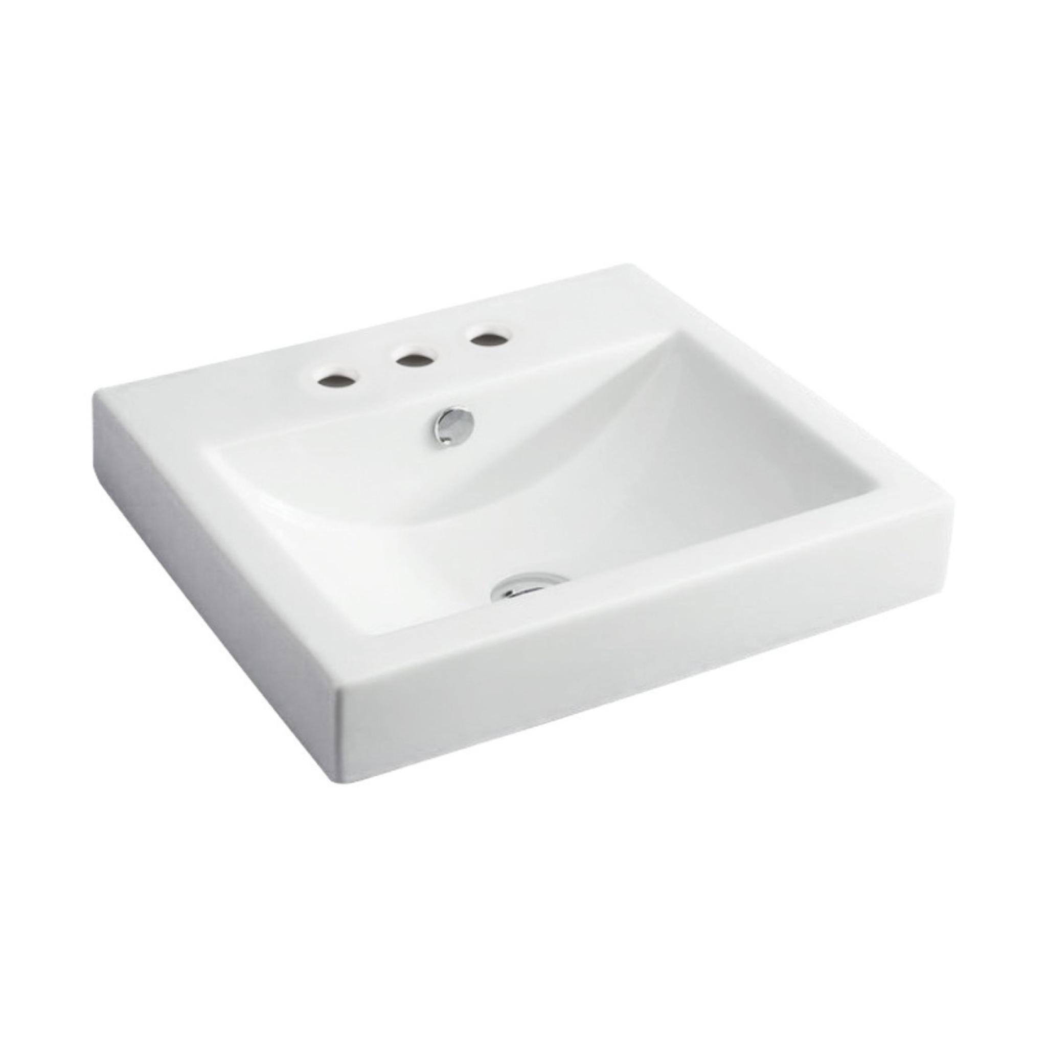 FIENZA LOW PROFILE SEMI-INSET BASIN THREE TAP HOLES GLOSS WHITE 500MM