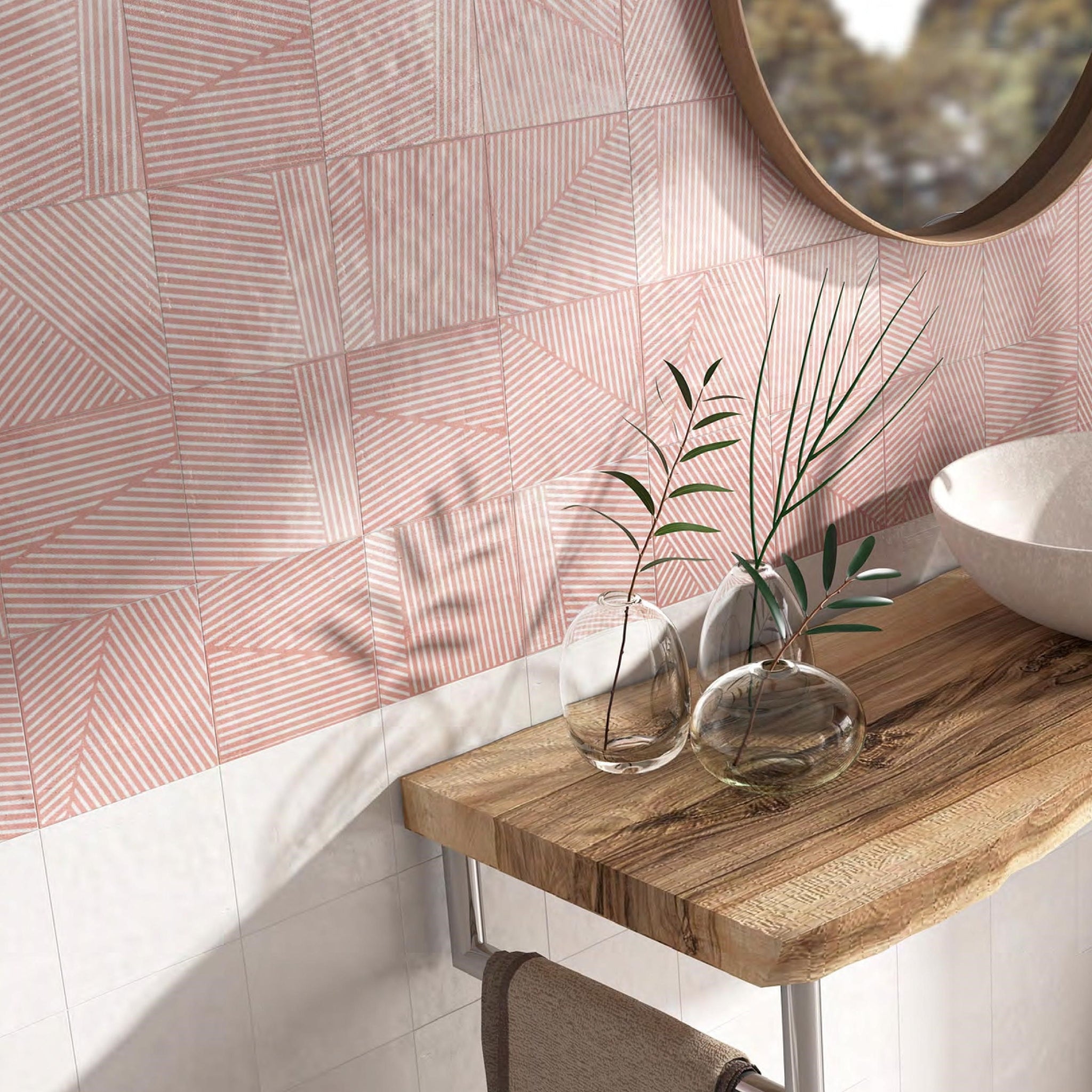 DUNE CERAMICA BERLIN TRAZOS FLAMINGO MATTE 147X147MM SQUARE TILE (PER BOX)