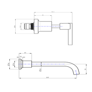 LINSOL TRE LEVER HANDLE BATH SET - Technical Drawing