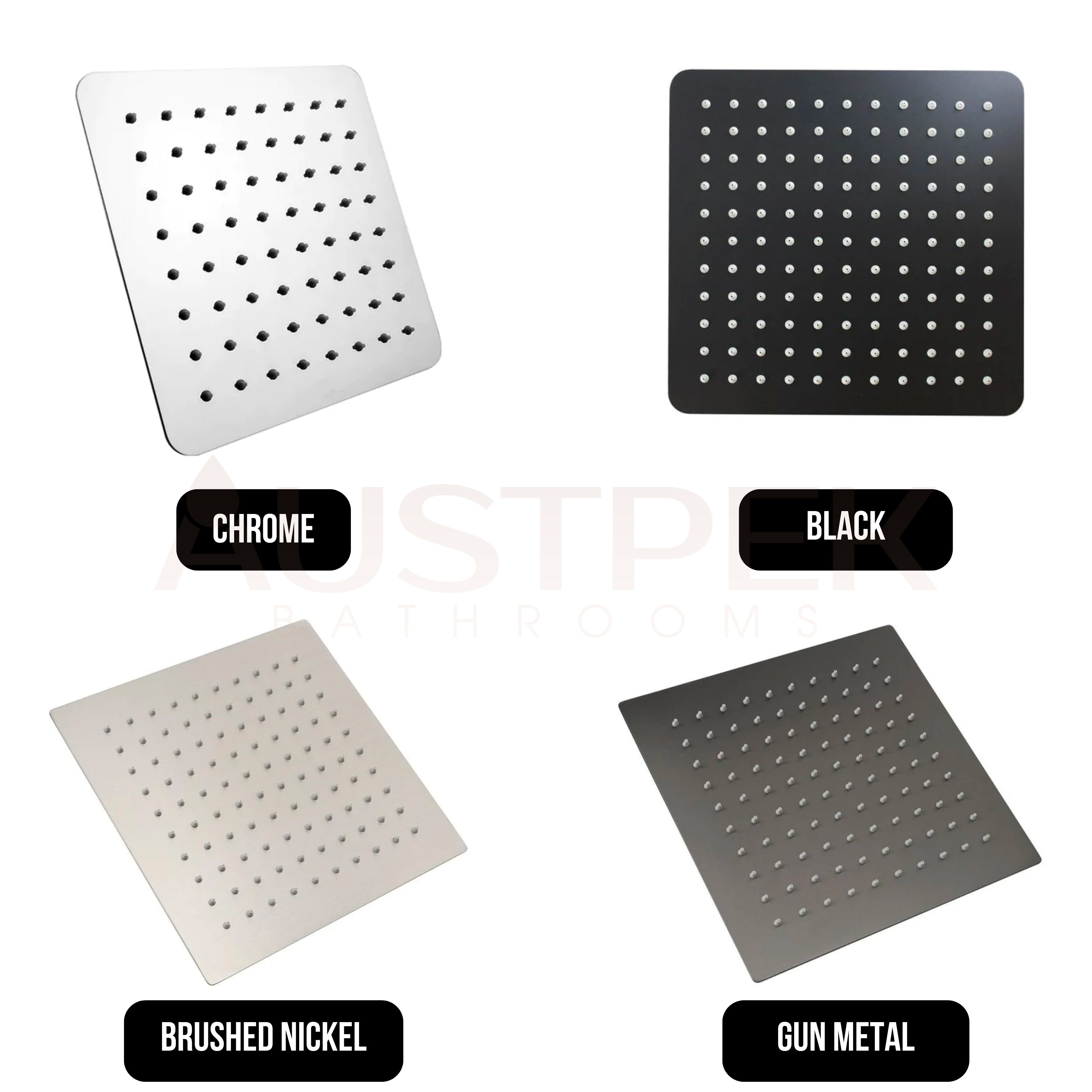 INSPIRE TARANTO STAINLESS SHOWER HEAD SQUARE 250MM MATTE BLACK