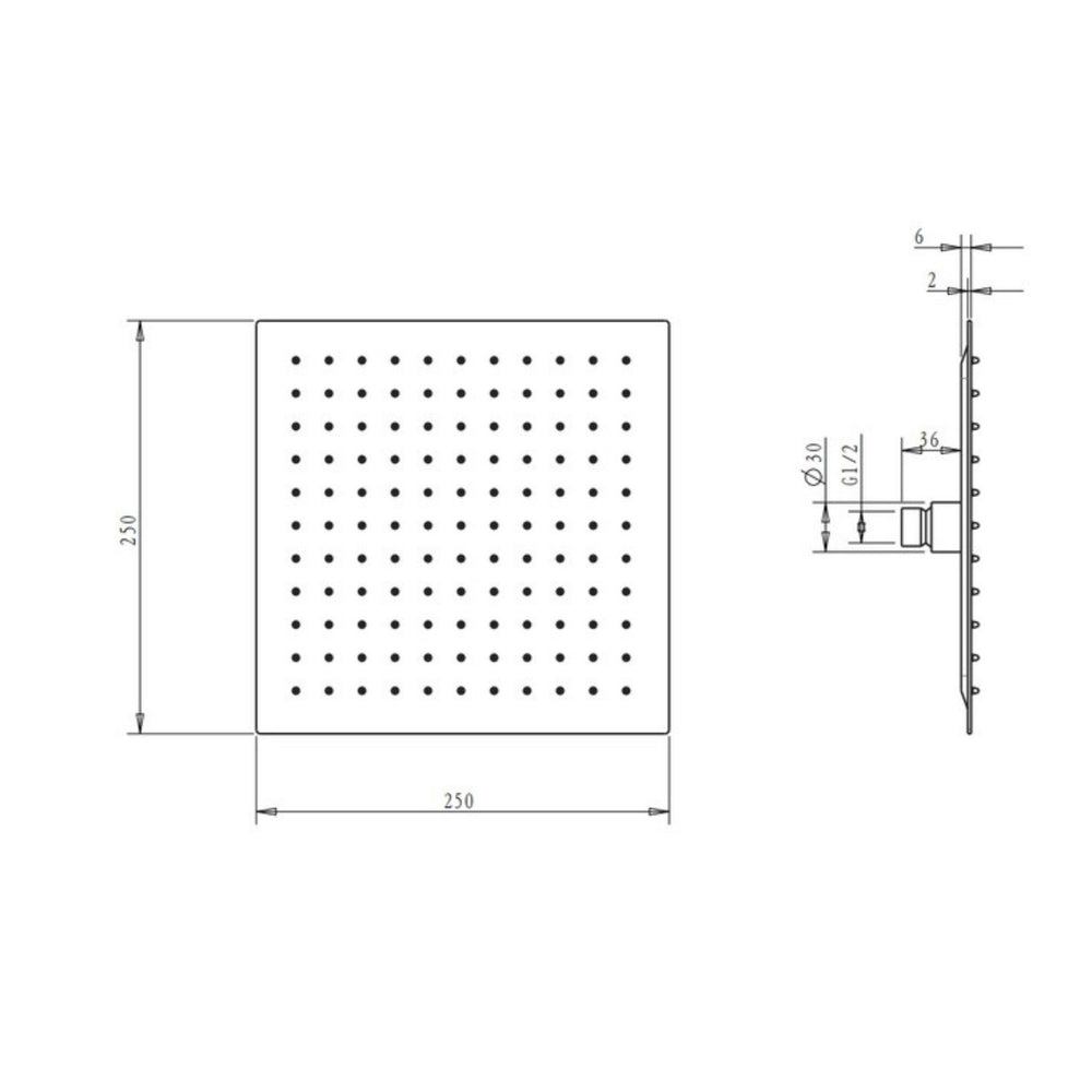 INSPIRE TARAN TWIN SHOWER ON RAIL WITH SINGLE HOSE TOP INLET 250MM MATTE BLACK