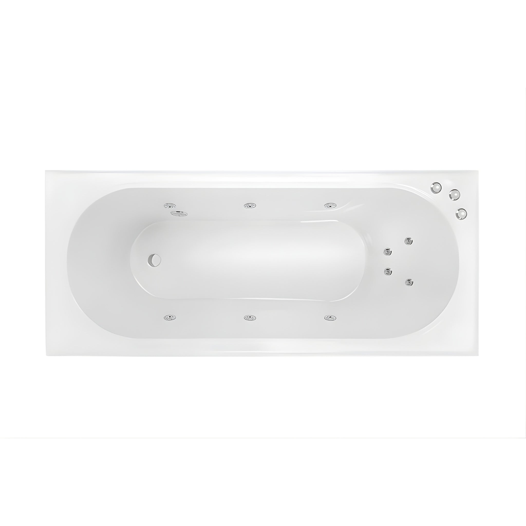 DECINA TURIN INSET SANTAI SPA BATH GLOSS WHITE (AVAILABLE IN 1520MM, 1665MM AND 1790MM) WITH 10-JETS