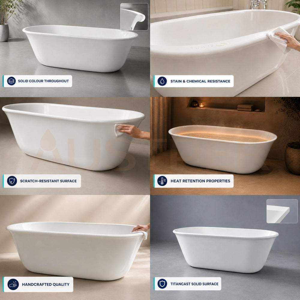 TURNER HASTINGS BLANCHE TITANCAST SOLID SURFACE FREESTANDING BATHTUB SPECIAL FINISH 1628MM