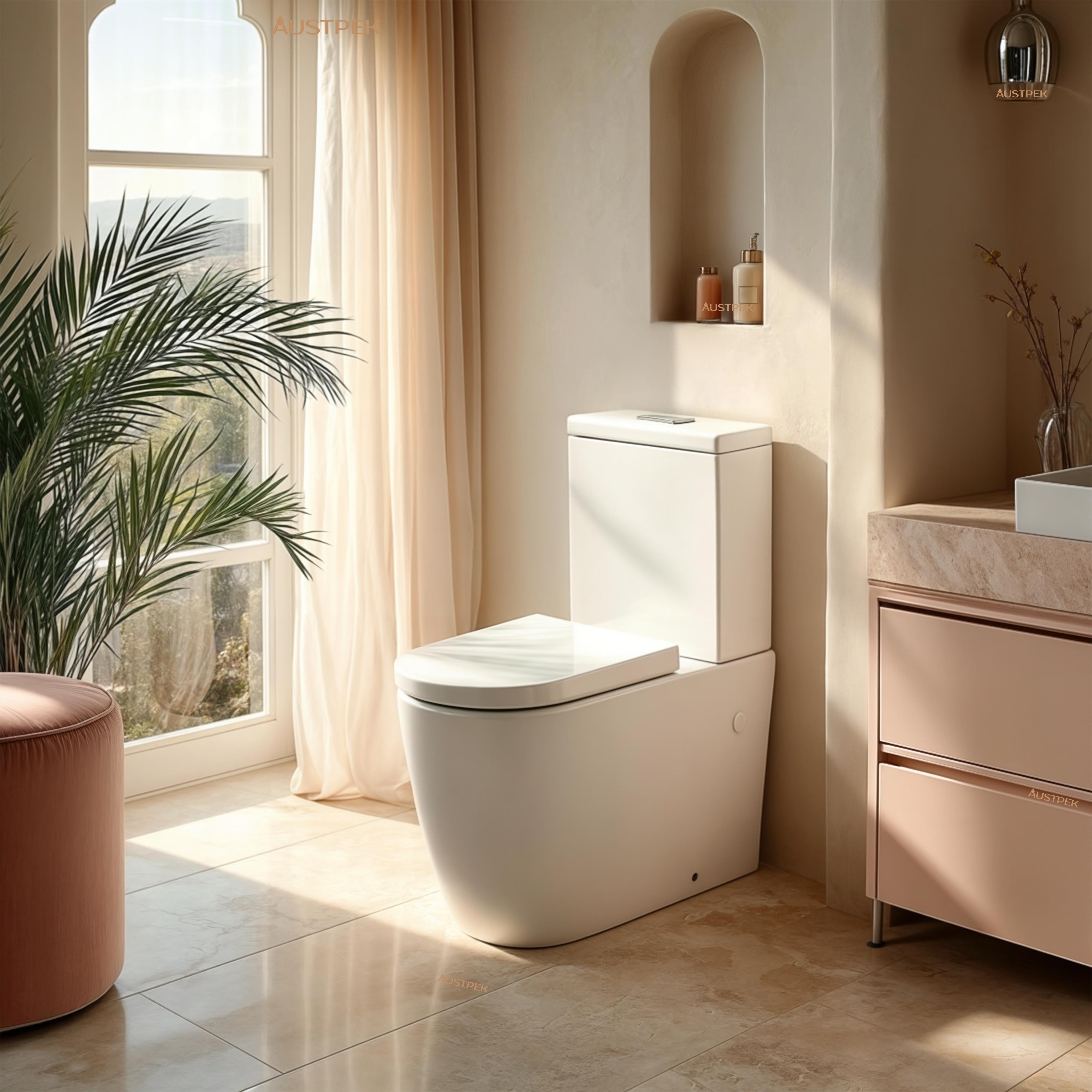 TURNER HASTINGS NARVA RIMLESS BACK TO WALL CLOSE COUPLED TOILET SUITE GLOSS WHITE