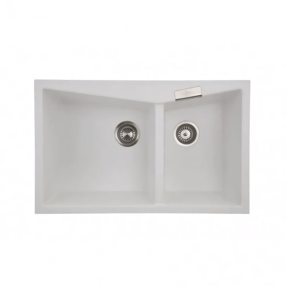 CARYSIL DOUBLE BOWL GRANITE KITCHEN SINK WHITE 800MM