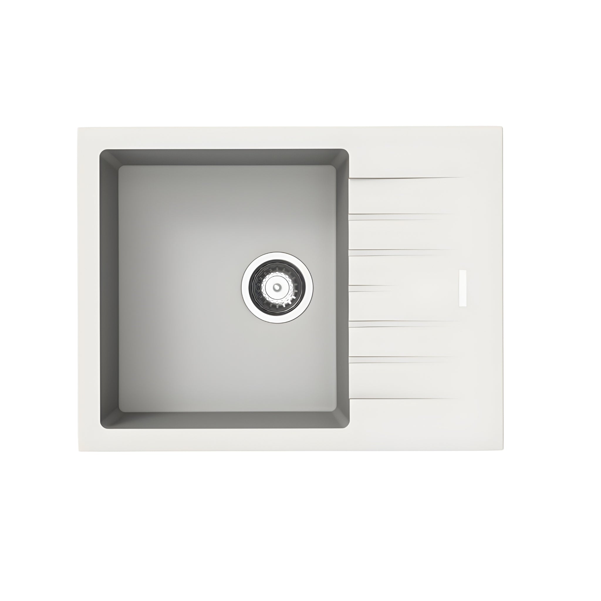 AQUAPERLA CARYSIL CITY SINGLE BOWL GRANITE KITCHEN SINK WITH DRAIN BOARD WHITE 650MM