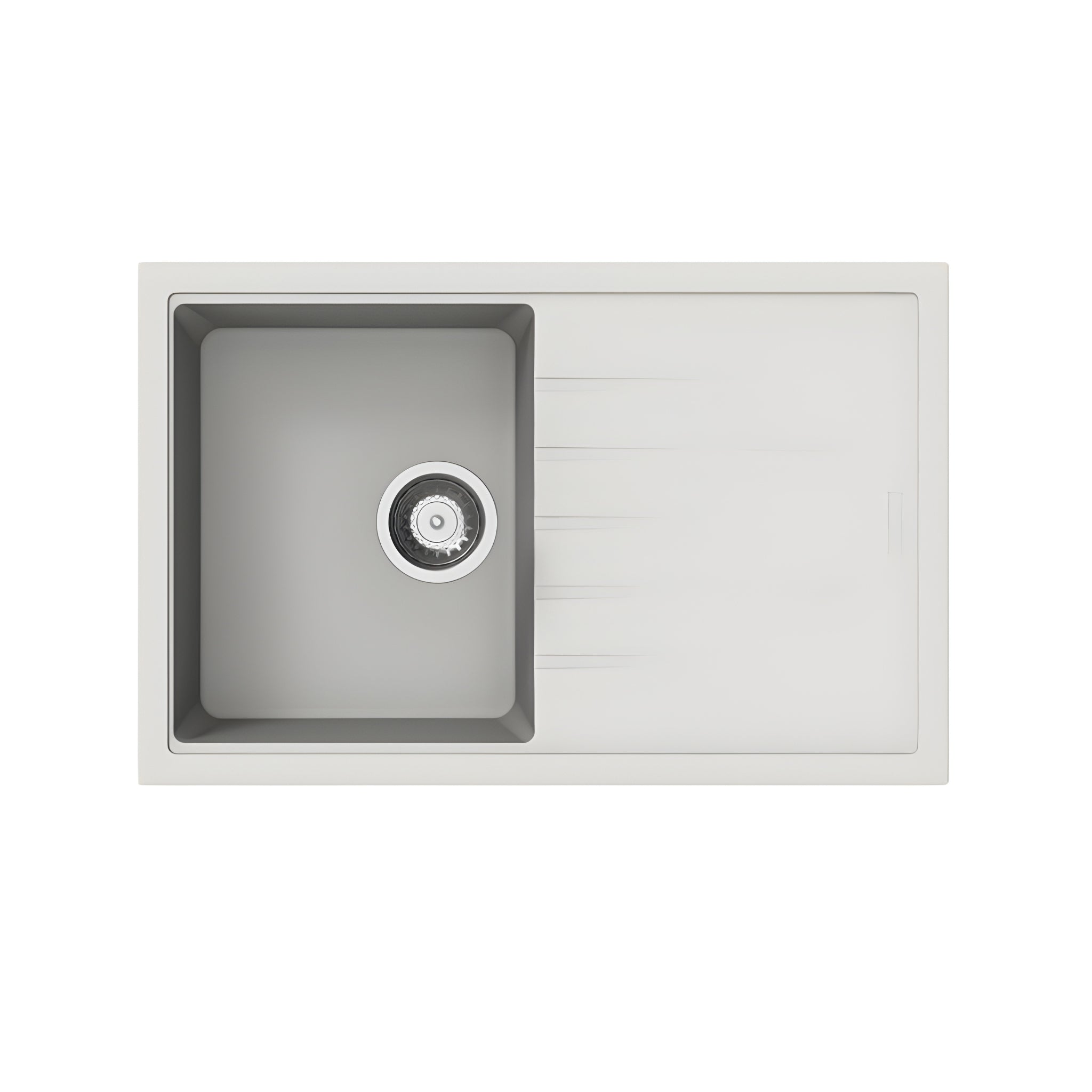 AQUAPERLA CARYSIL VIVALDI SINGLE BOWL GRANITE KITCHEN SINK WITH DRAIN BOARD WHITE 780MM