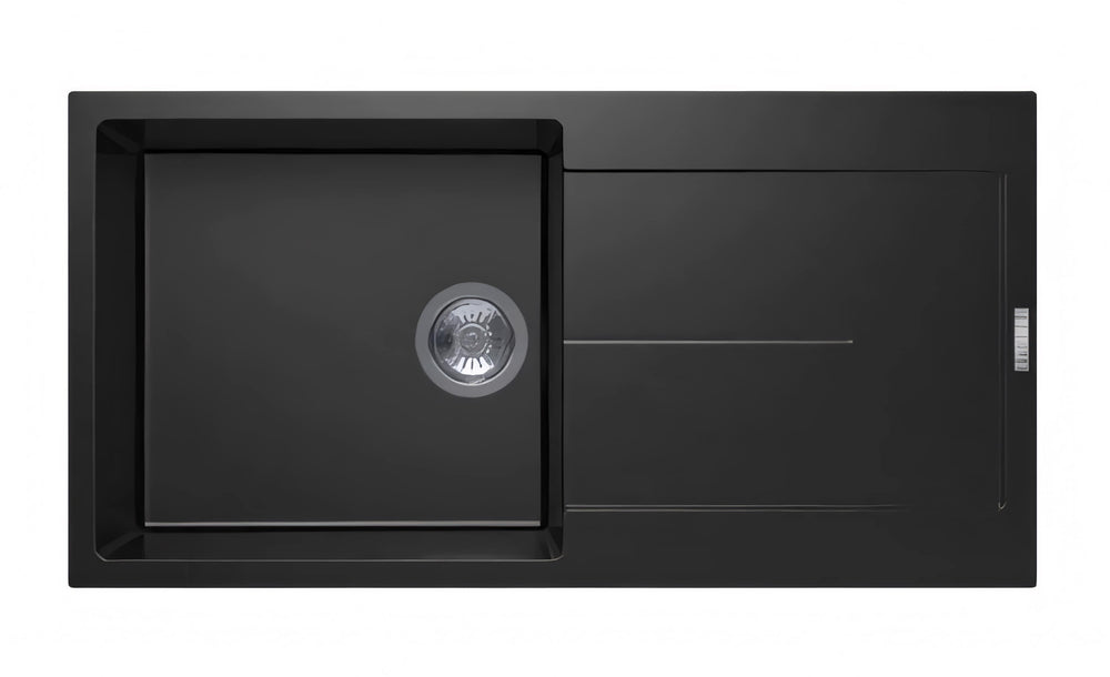 AQUAPERLA TOP MOUNT SINGLE BOWL SINK BLACK GRANITE 1000MM