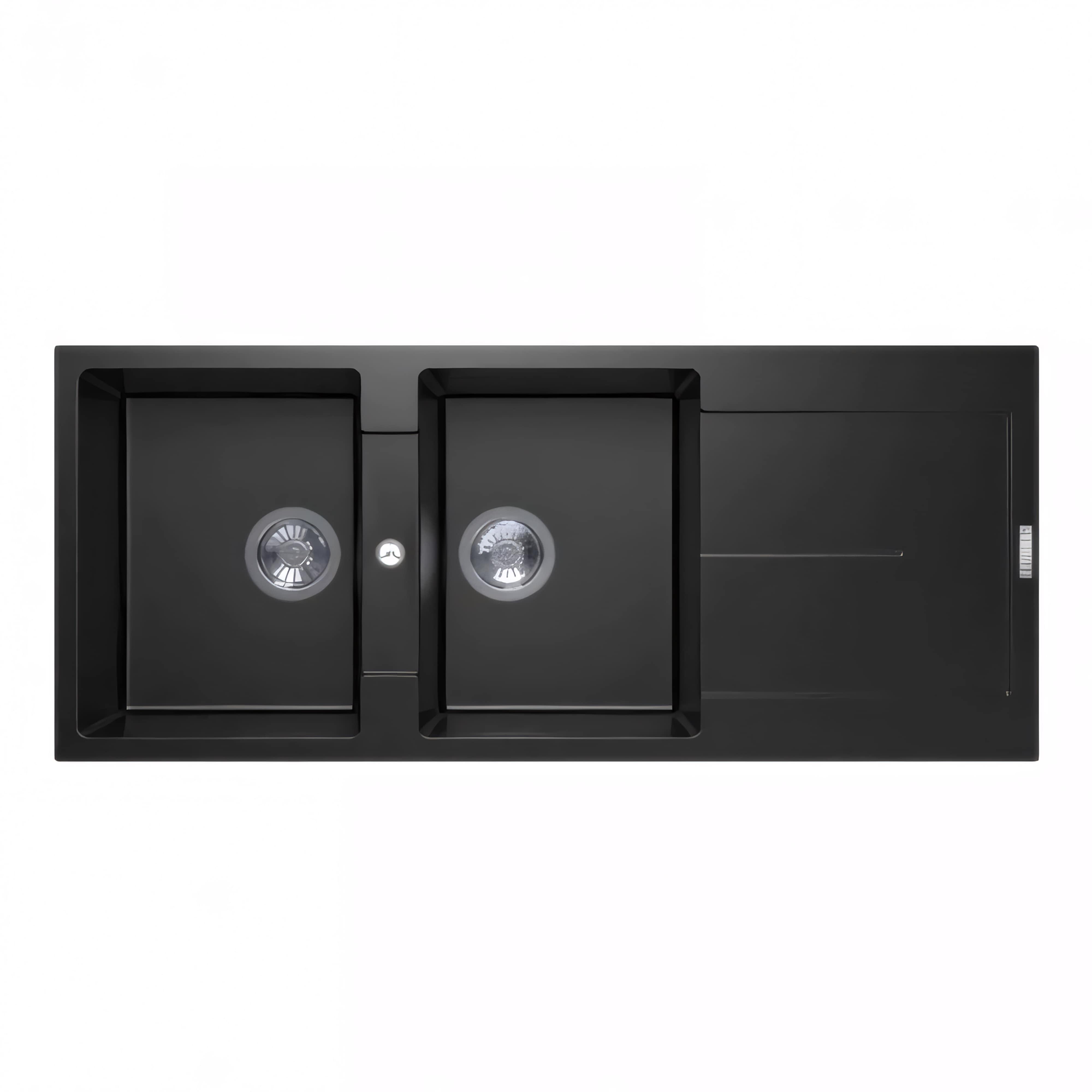 AQUAPERLA CARYSIL TOPMOUNT DRAINBOARD SINK BLACK 1160MM