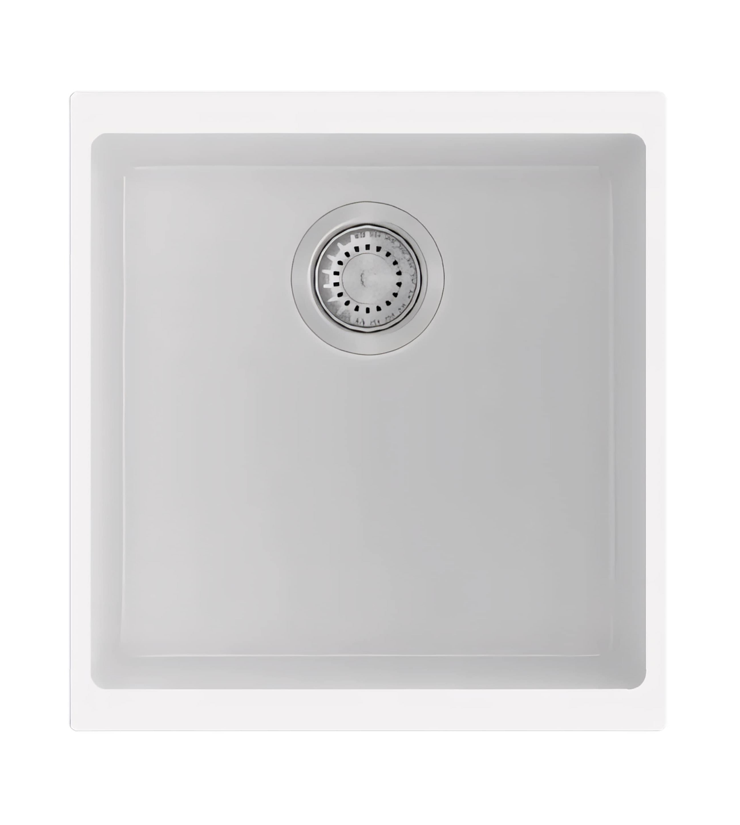 AQUAPERLA CARYSIL SINGLE BOWL UNDERMOUNT SINK WHITE 430MM