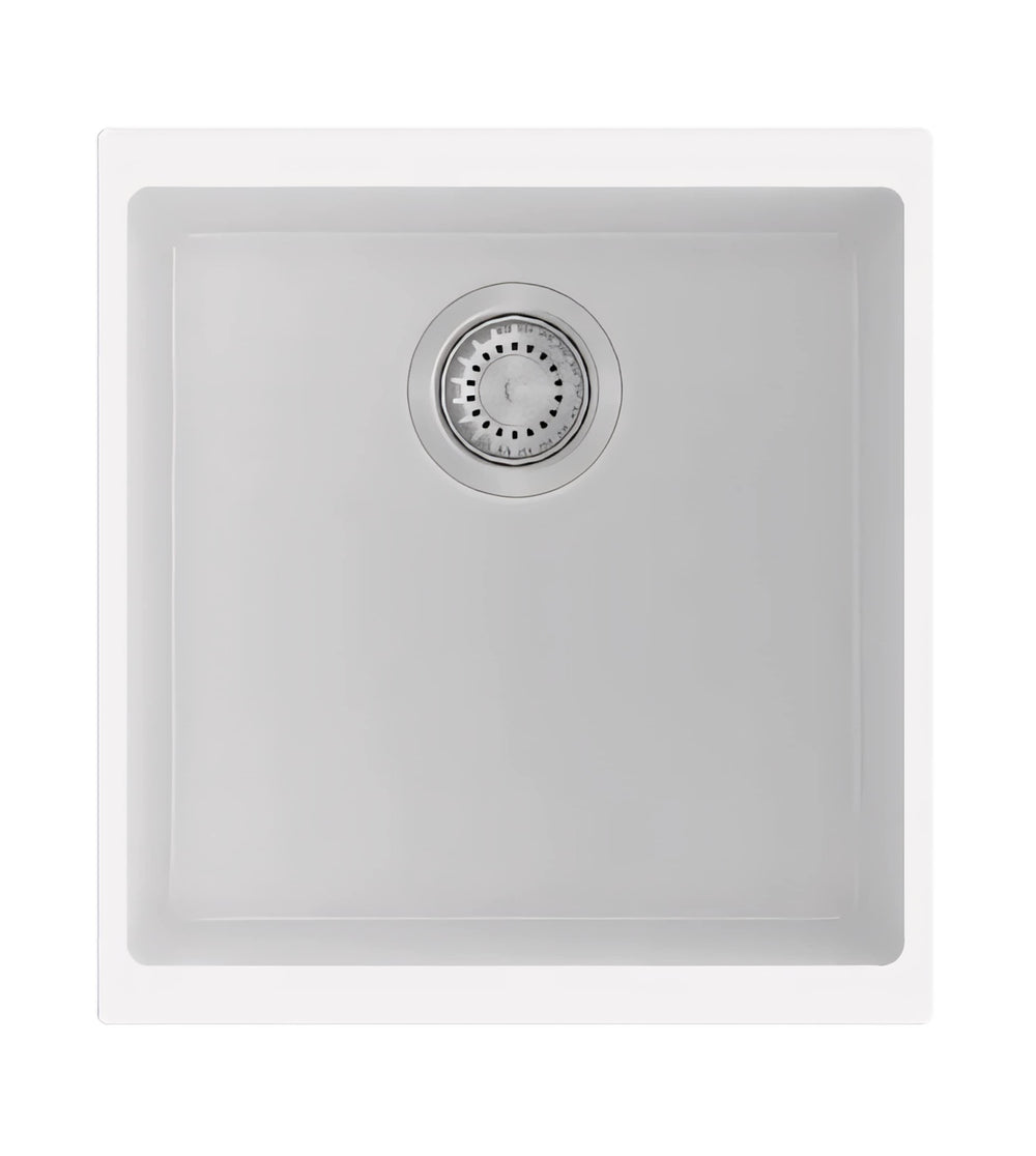 AQUAPERLA SINGLE BOWL UNDERMOUNT SINK WHITE 430MM