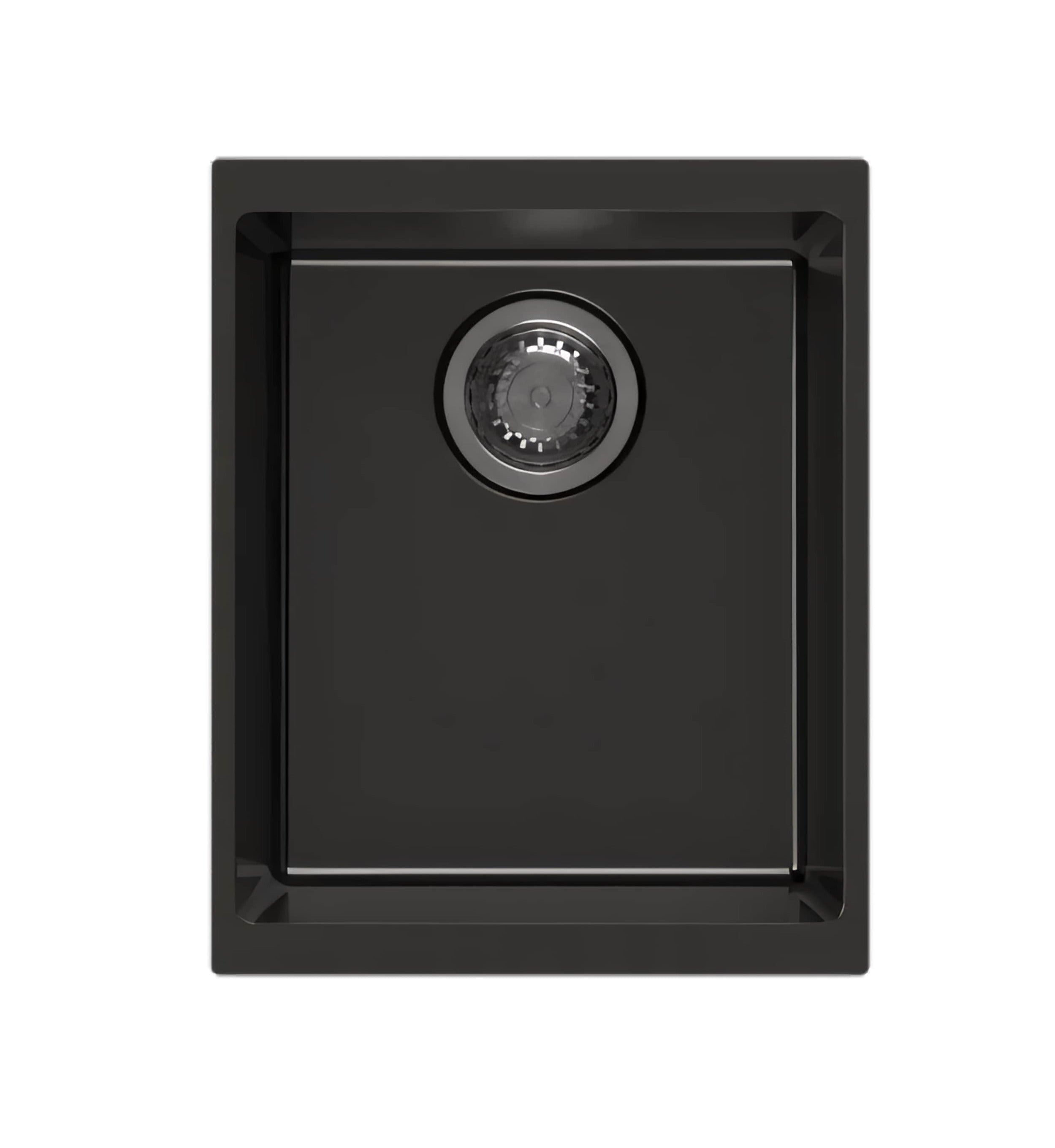 AQUAPERLA CARYSIL SINGLE BOWL UNDERMOUNT SINK BLACK 370MM