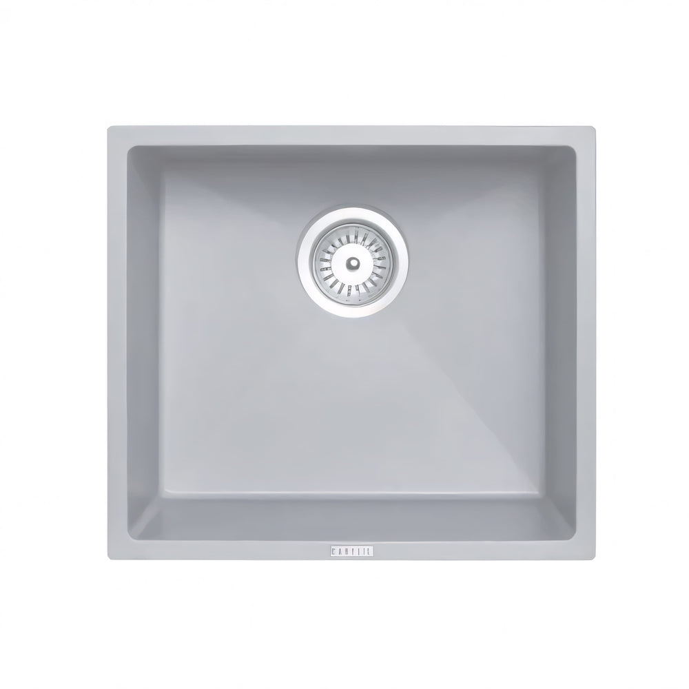 AQUAPERLA SINGLE BOWL GRANITE STONE KITCHEN SINK CONCRETE GREY 457MM