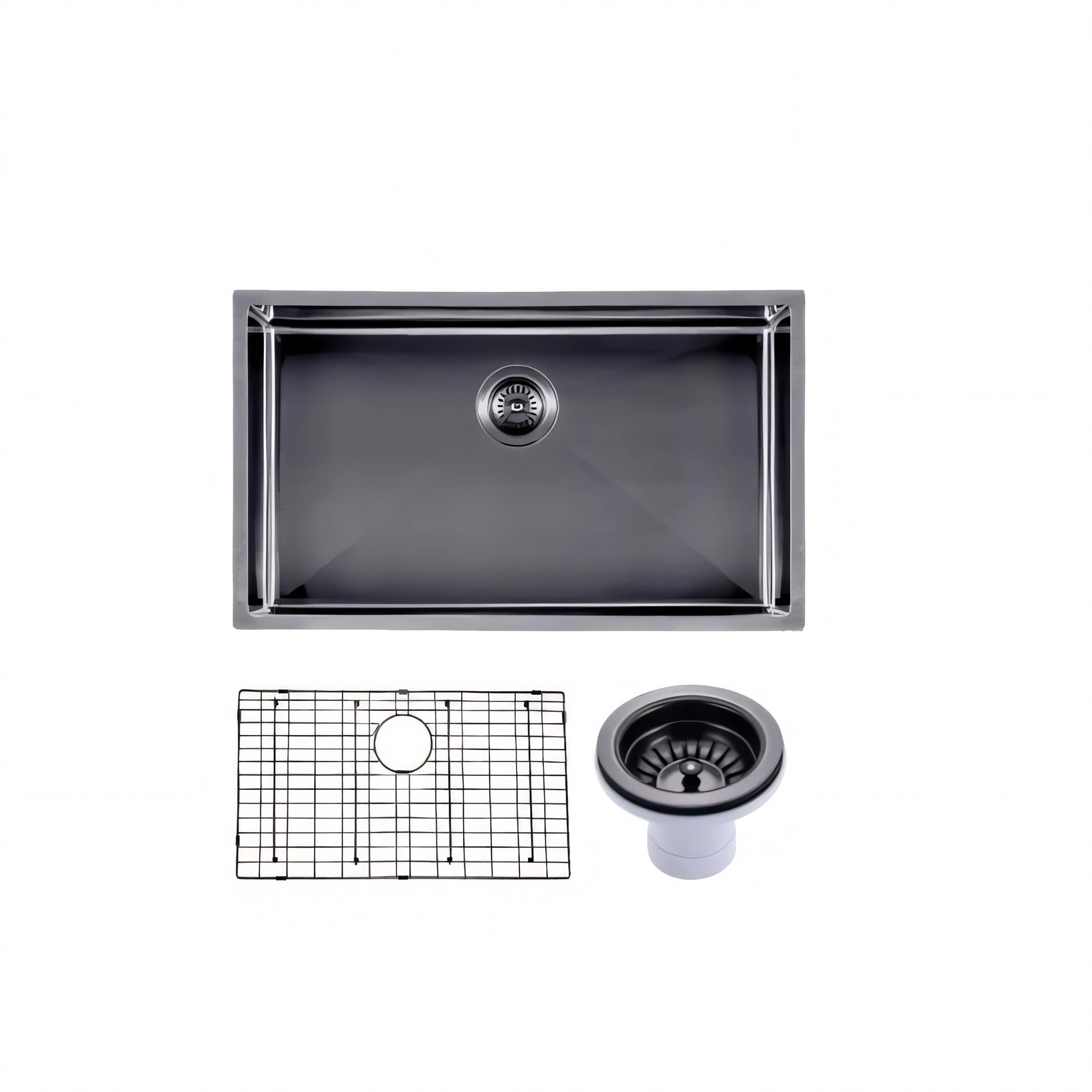 AQUAPERLA T304 HANDMADE SINGLE BOWL LAUNDRY SINK GUN METAL GREY 762MM