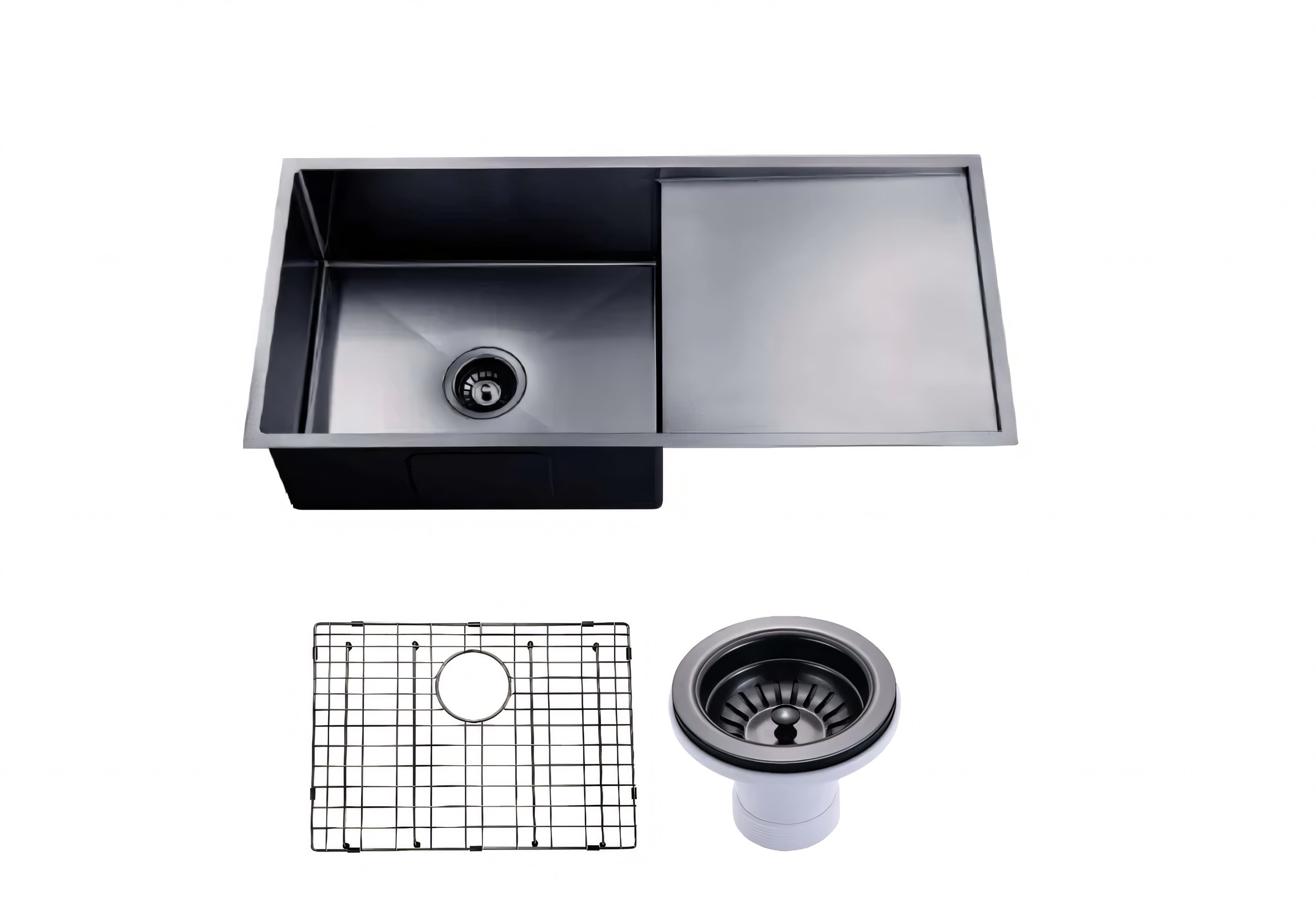 AQUAPERLA T304 TOP / UNDERMOUNT SINGLE BOWL HANDMADE SINK GUN METAL 960MM