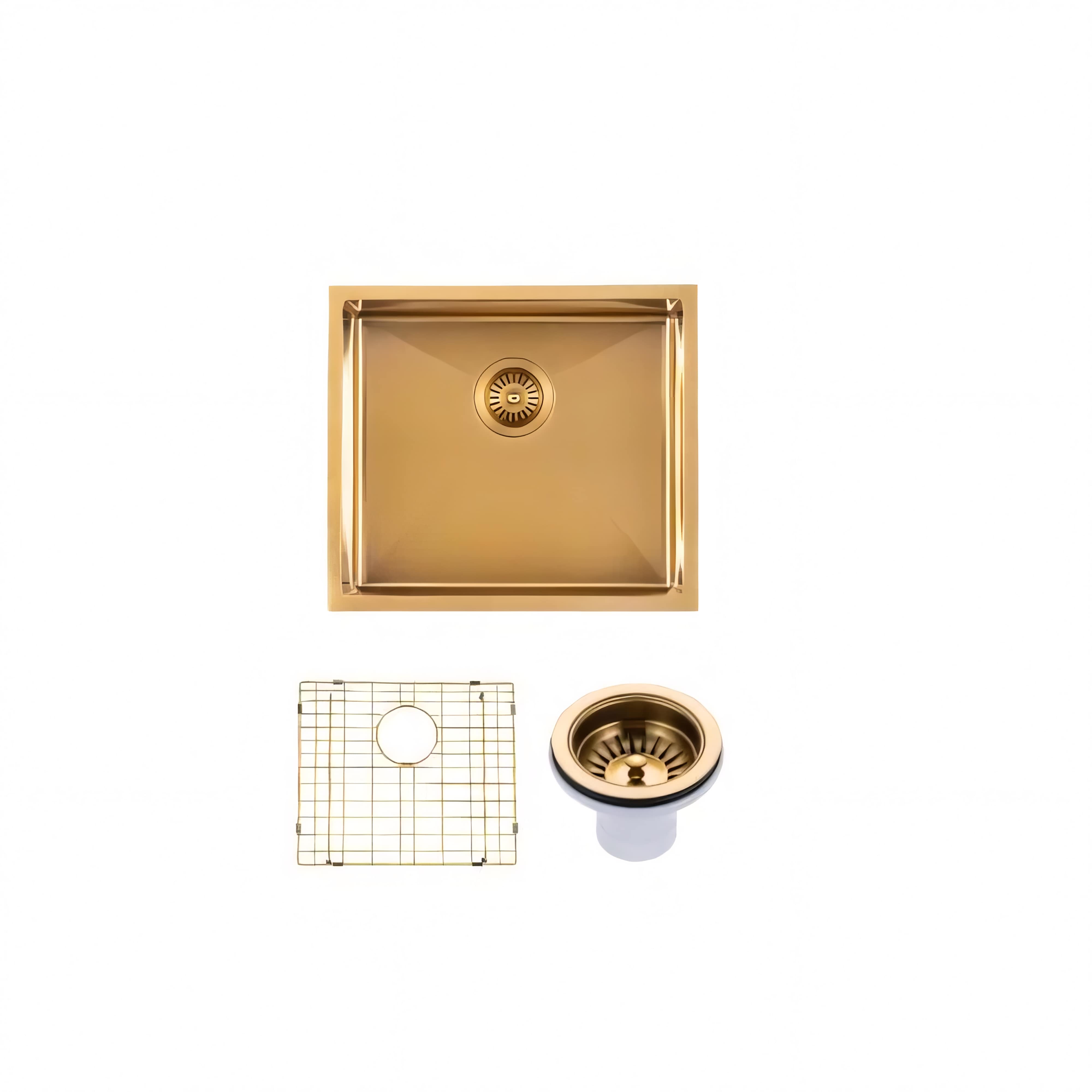 AQUAPERLA T304 HANDMADE SINGLE BOWL LAUNDRY SINK BRUSHED GOLD 510MM