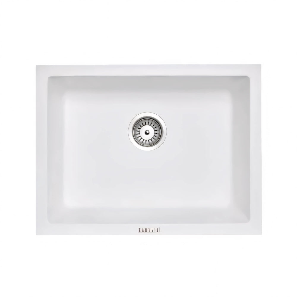 AQUAPERLA SINGLE BIG BOWL GRANITE KITCHEN SINK WHITE 610MM
