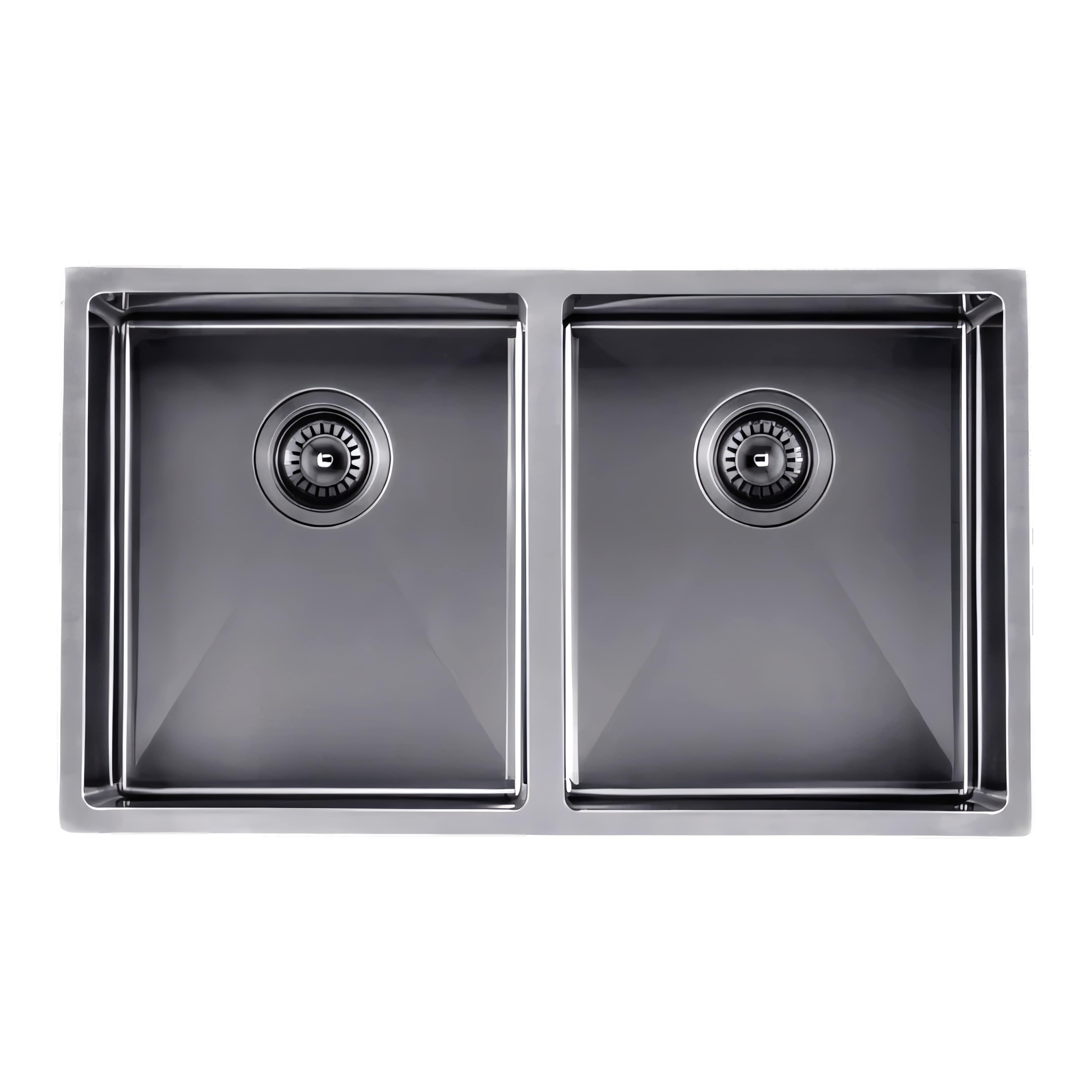 AQUAPERLA T304 HANDMADE DOUBLE BOWL SINK STAINLESS STEEL 770MM