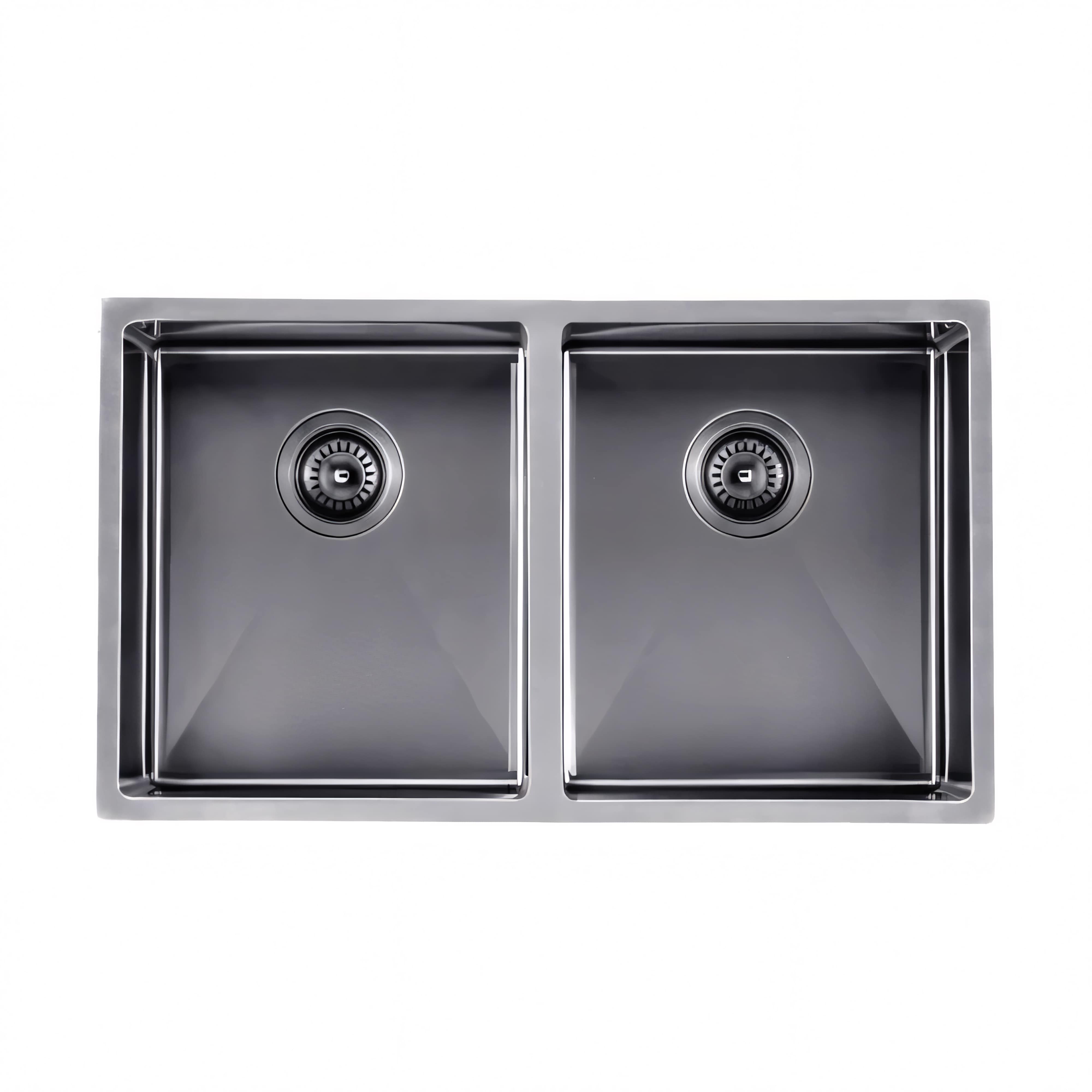 AQUAPERLA T304 HANDMADE DOUBLE BOWL SINK BRUSHED GOLD 820MM