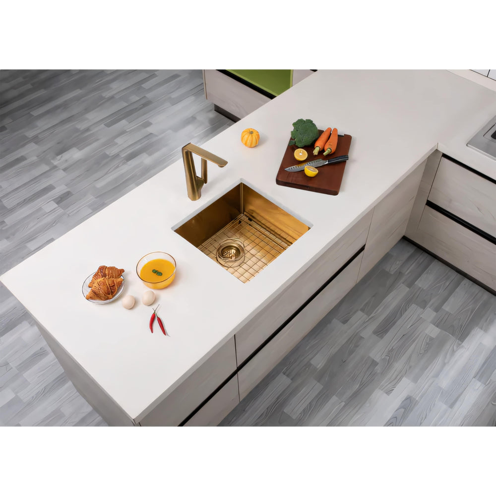 AQUAPERLA T304 HANDMADE SINGLE BOWL SINK BRUSHED GOLD 440MM