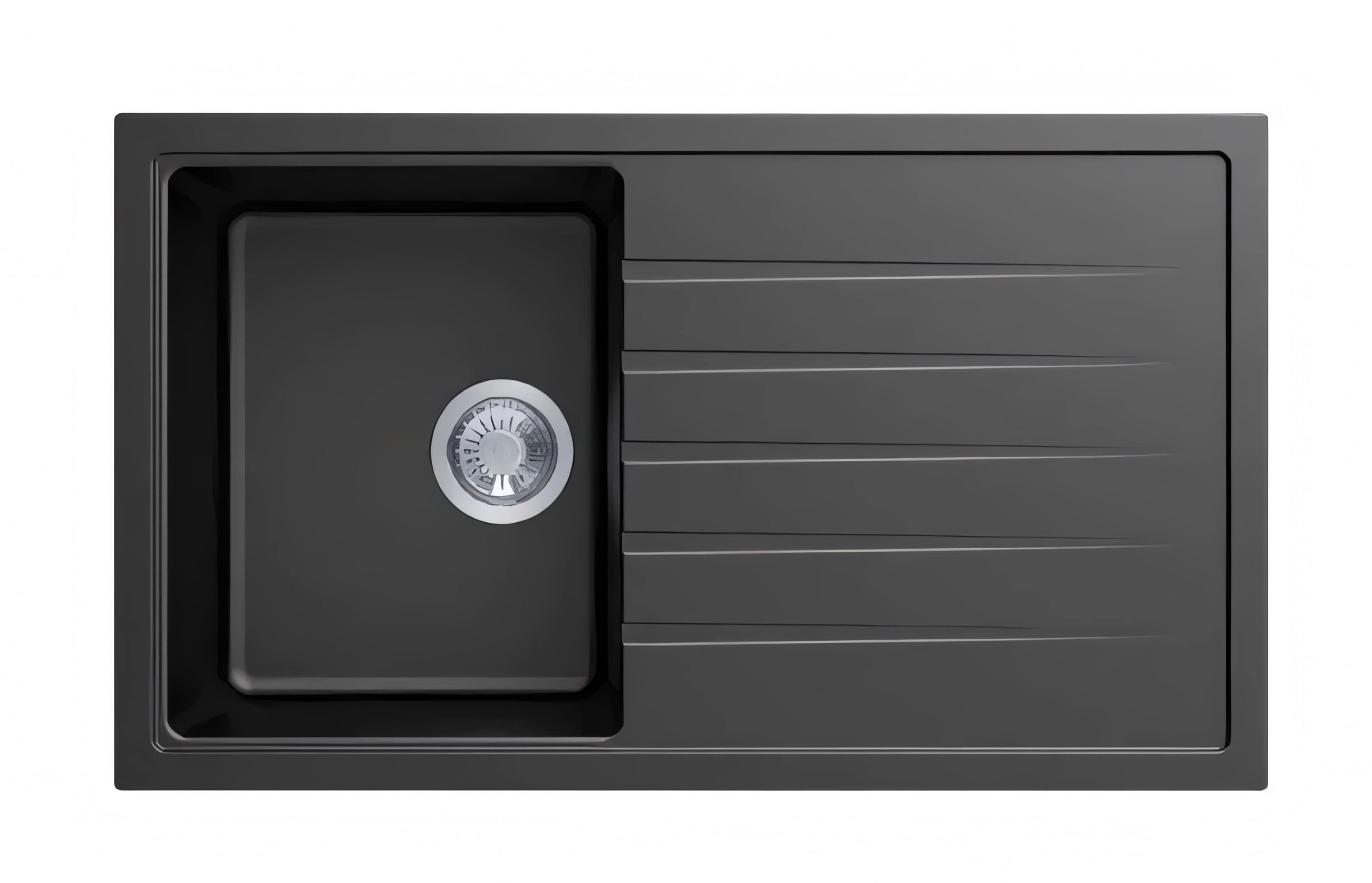 AQUAPERLA CARYSIL SINGLE BOWL WITH DRAINER BOARD GRANITE KITCHEN SINK WHITE 860MM