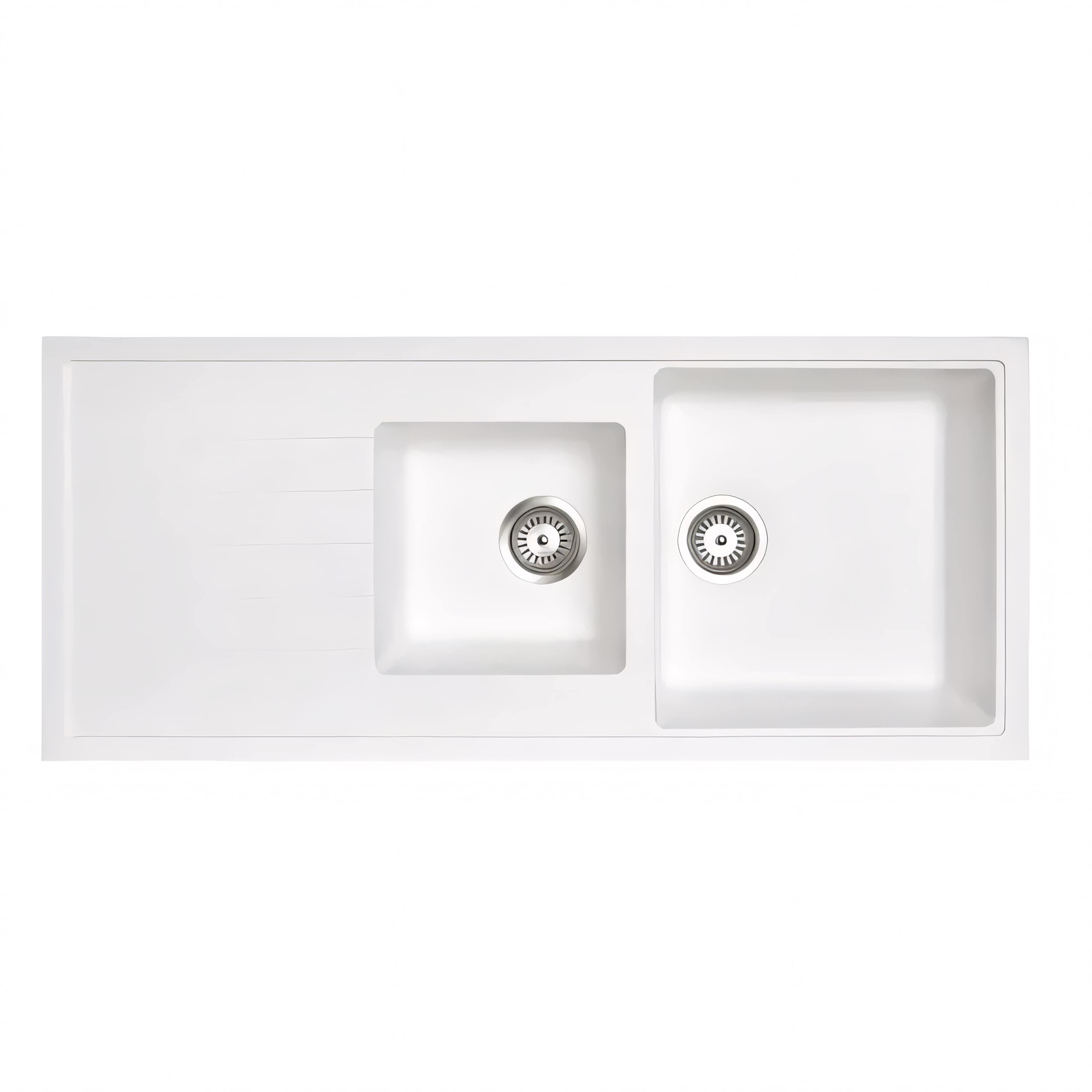 AQUAPERLA CARYSIL 1.5 BOWL DRAINER BOARD GRANITE STONE SINK WHITE 1160MM